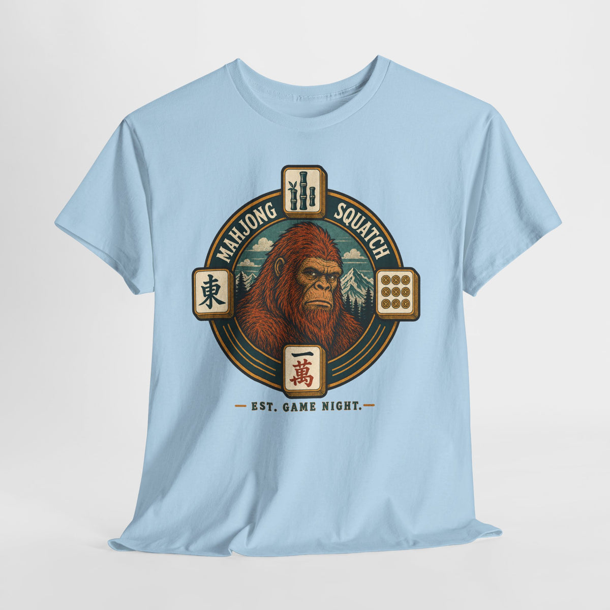 Bamboo, Dots & Squatch - Bigfoot Mahjong T-Shirt
