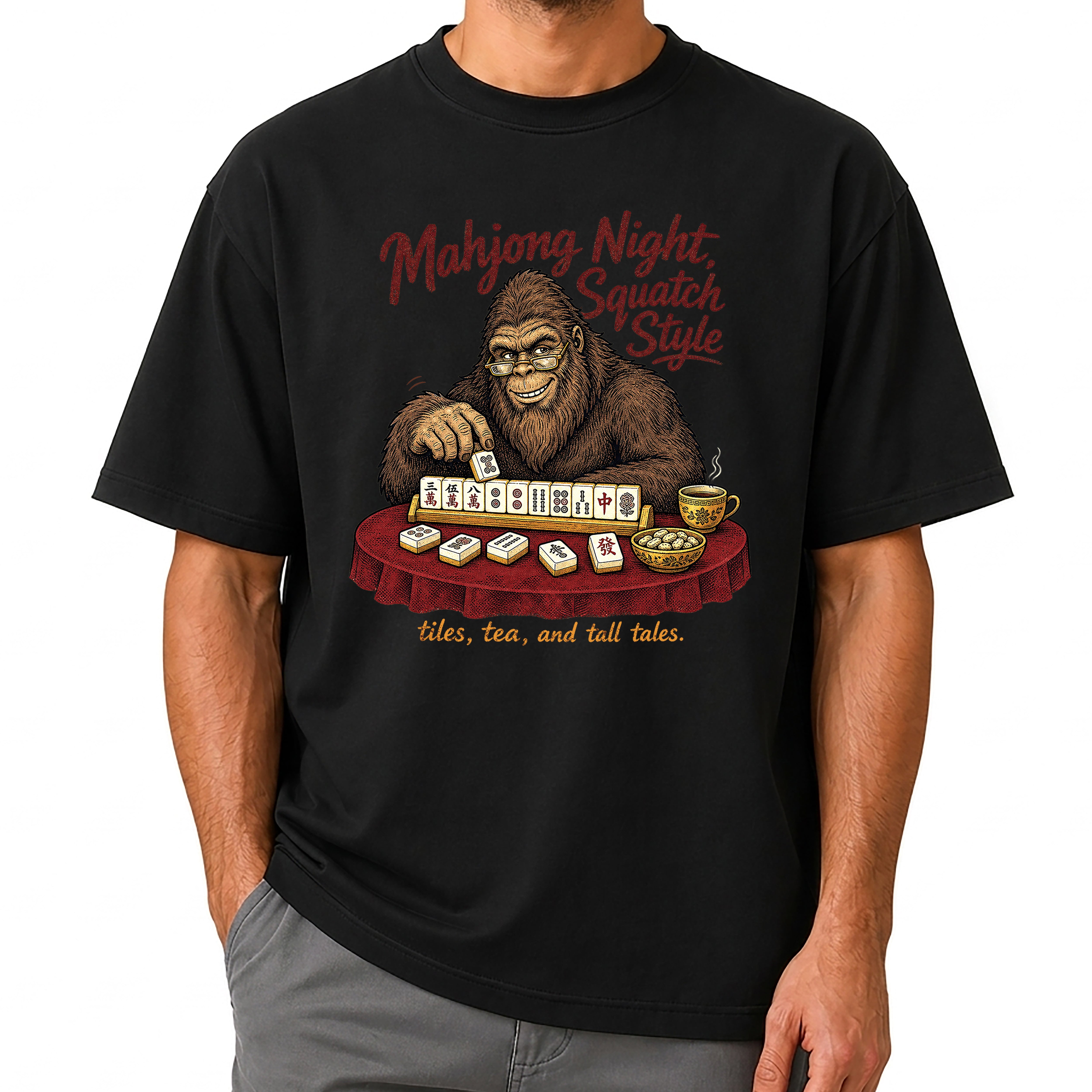 Mahjong Night Sasquatch T-Shirt – Vintage Bigfoot Mahjong Tee
