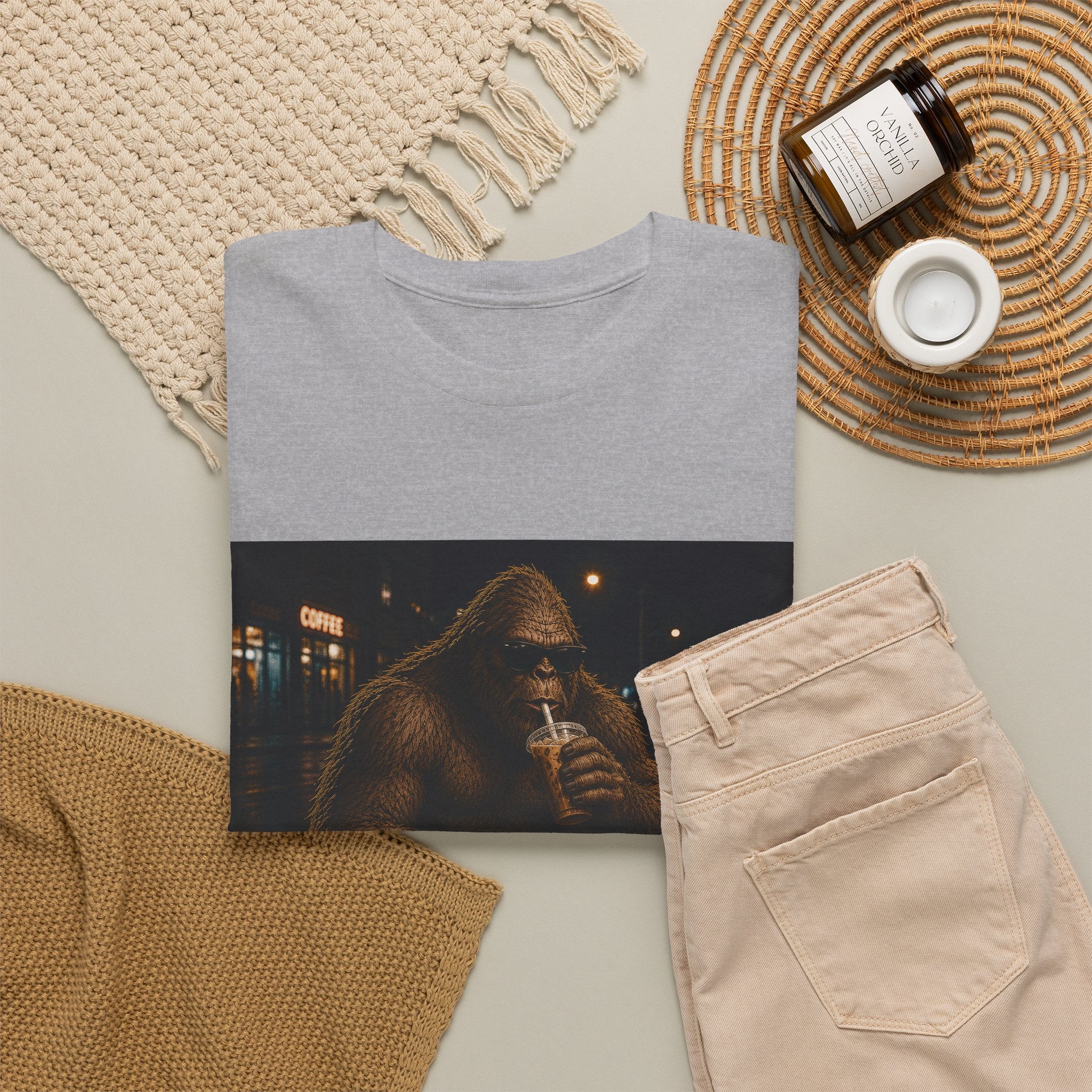 Bigfoot Coffee T-Shirt – Cool Sasquatch Drinking Coffee Vintage Tee