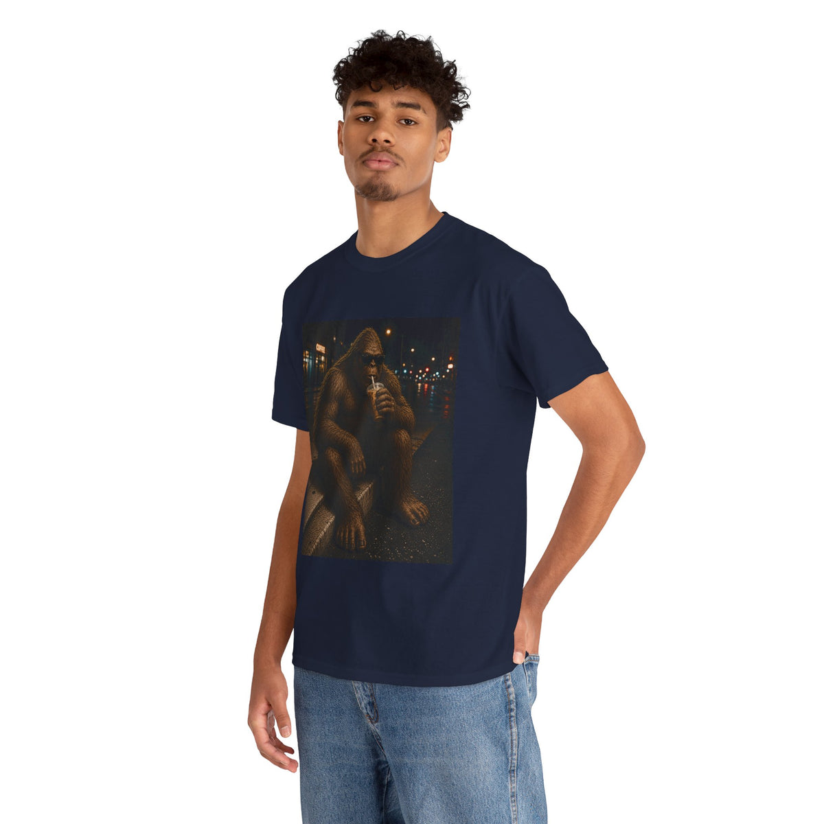 Bigfoot Coffee T-Shirt – Cool Sasquatch Drinking Coffee Vintage Tee