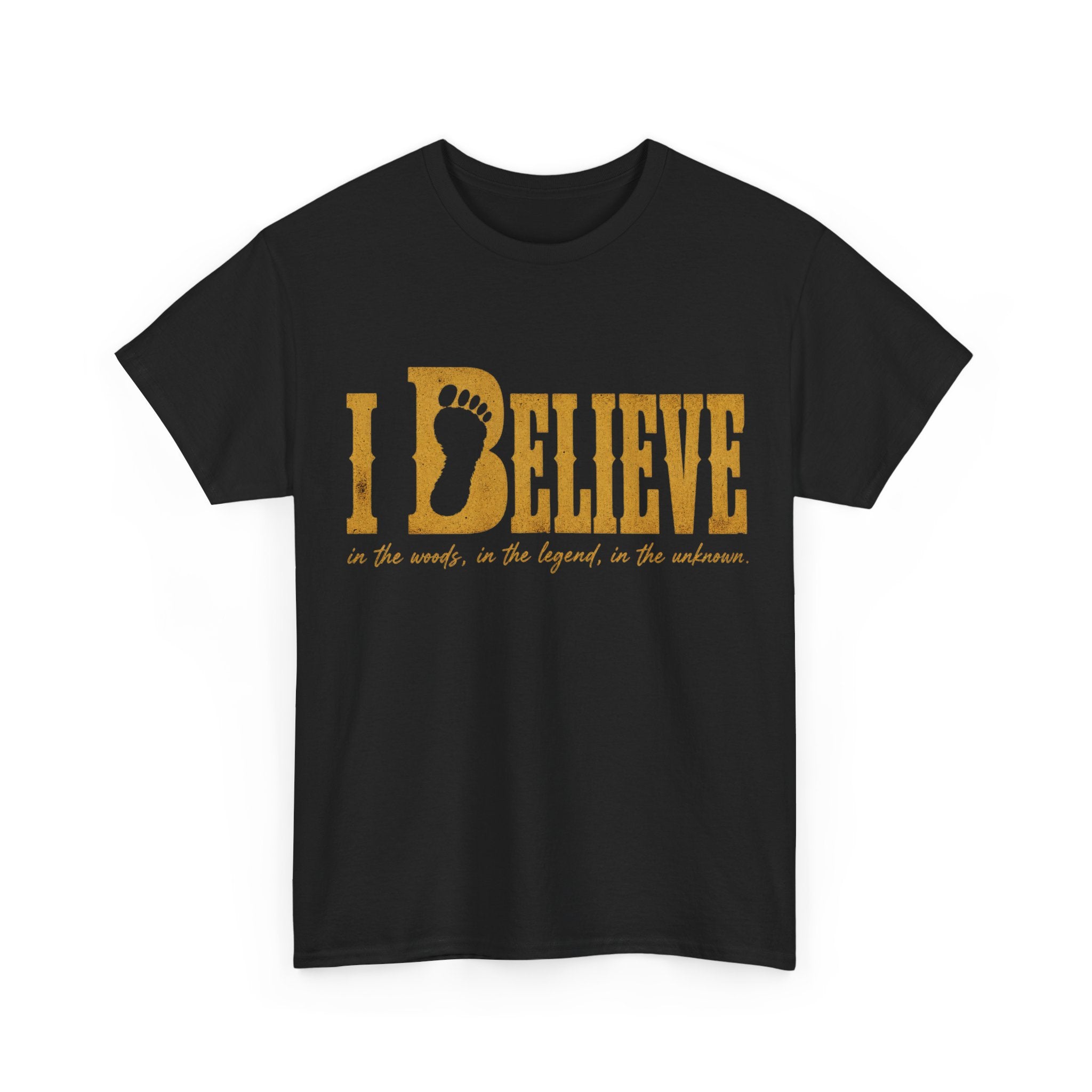 Bigfoot Footprint Typography T-Shirt – I Believe Graphic Tee