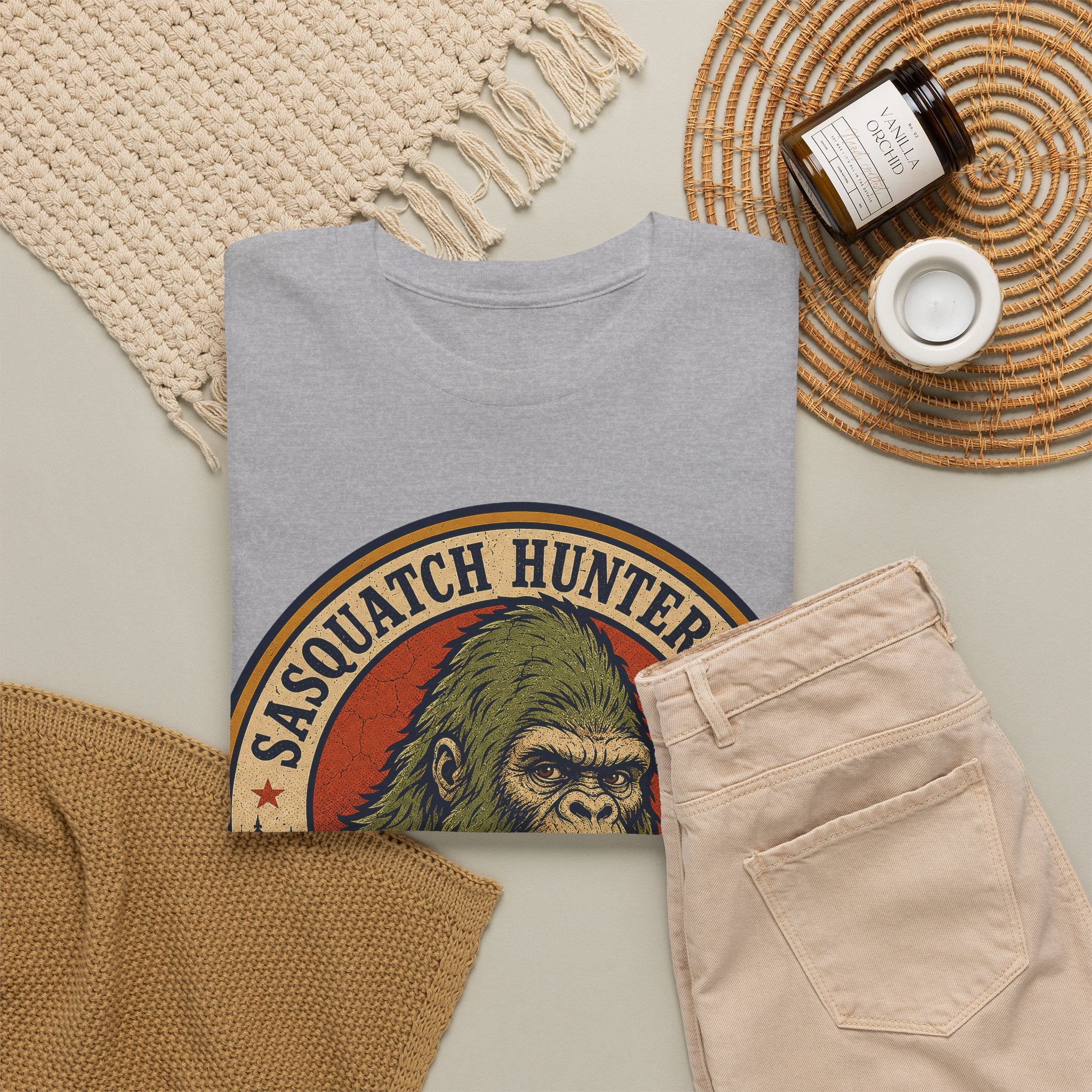 Sasquatch Hunters Club T-Shirt – Retro Bigfoot Emblem Badge Graphic Tee