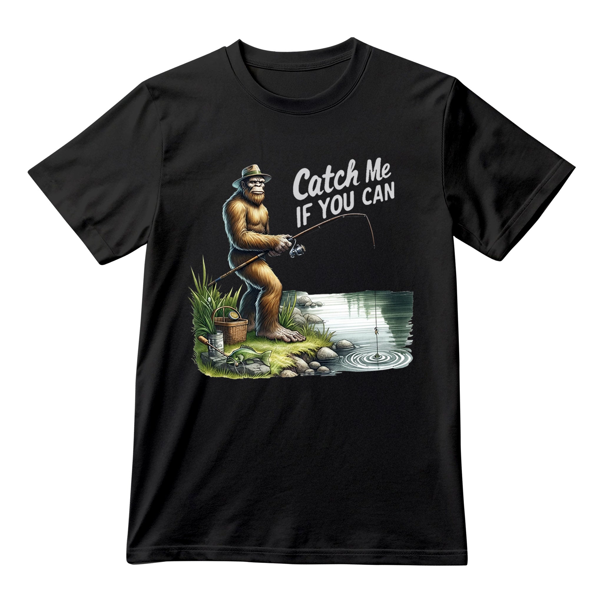 Sasquatch Bigfoot Catch Me If You Can T-Shirt, Funny Bigfoot Graphic Tee, Unisex Outdoor Shirt