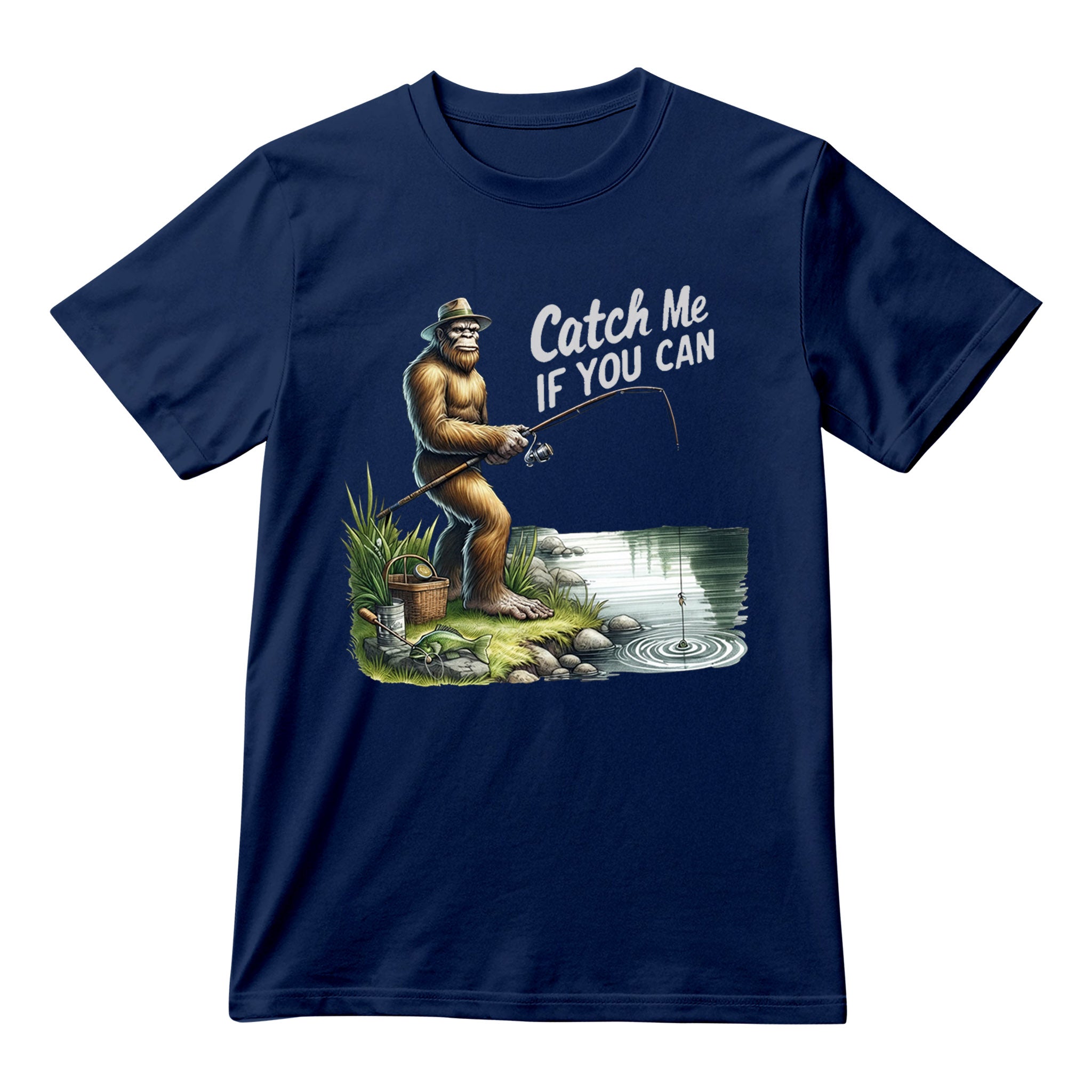 Sasquatch Bigfoot Catch Me If You Can T-Shirt, Funny Bigfoot Graphic Tee, Unisex Outdoor Shirt
