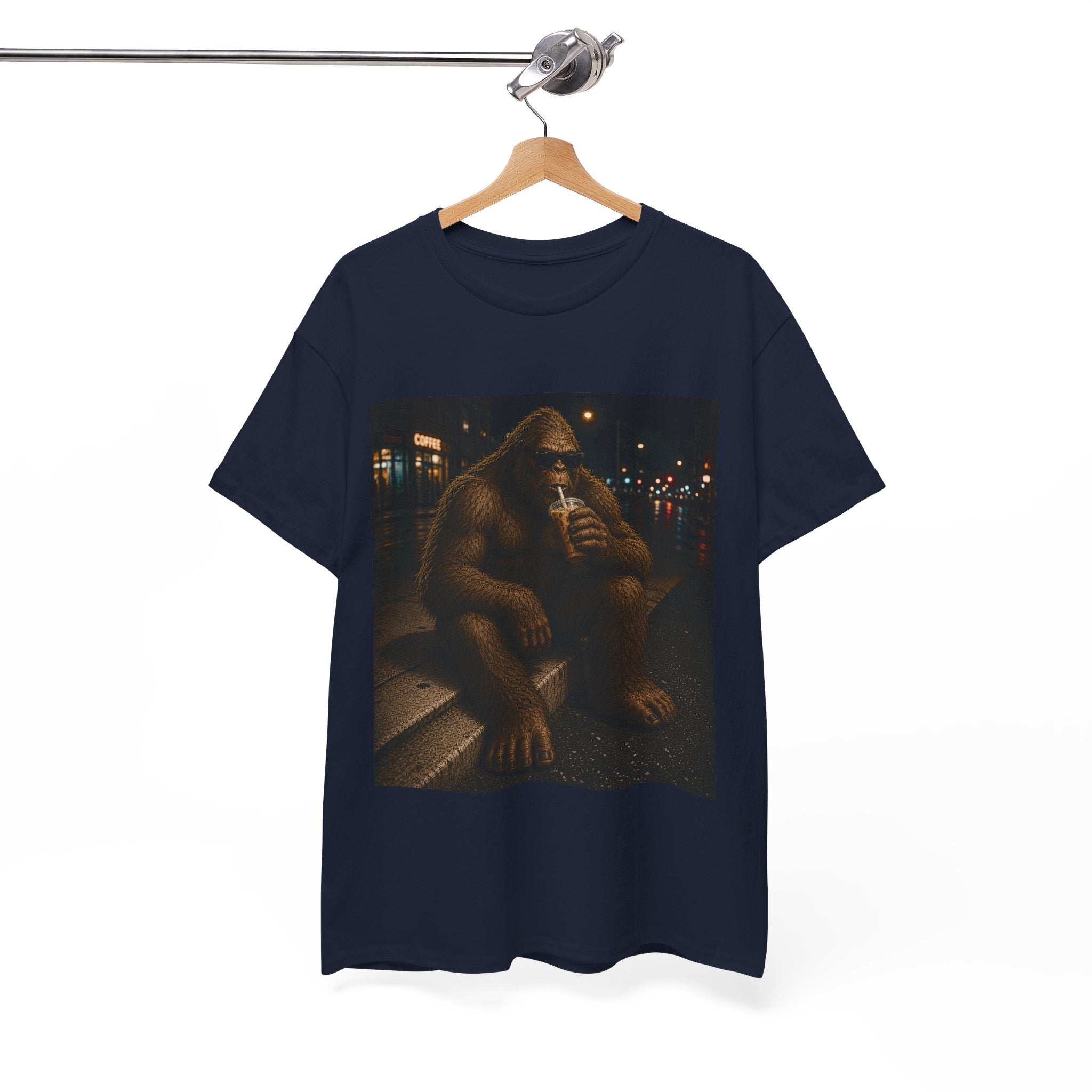 Bigfoot Coffee T-Shirt – Cool Sasquatch Drinking Coffee Vintage Tee