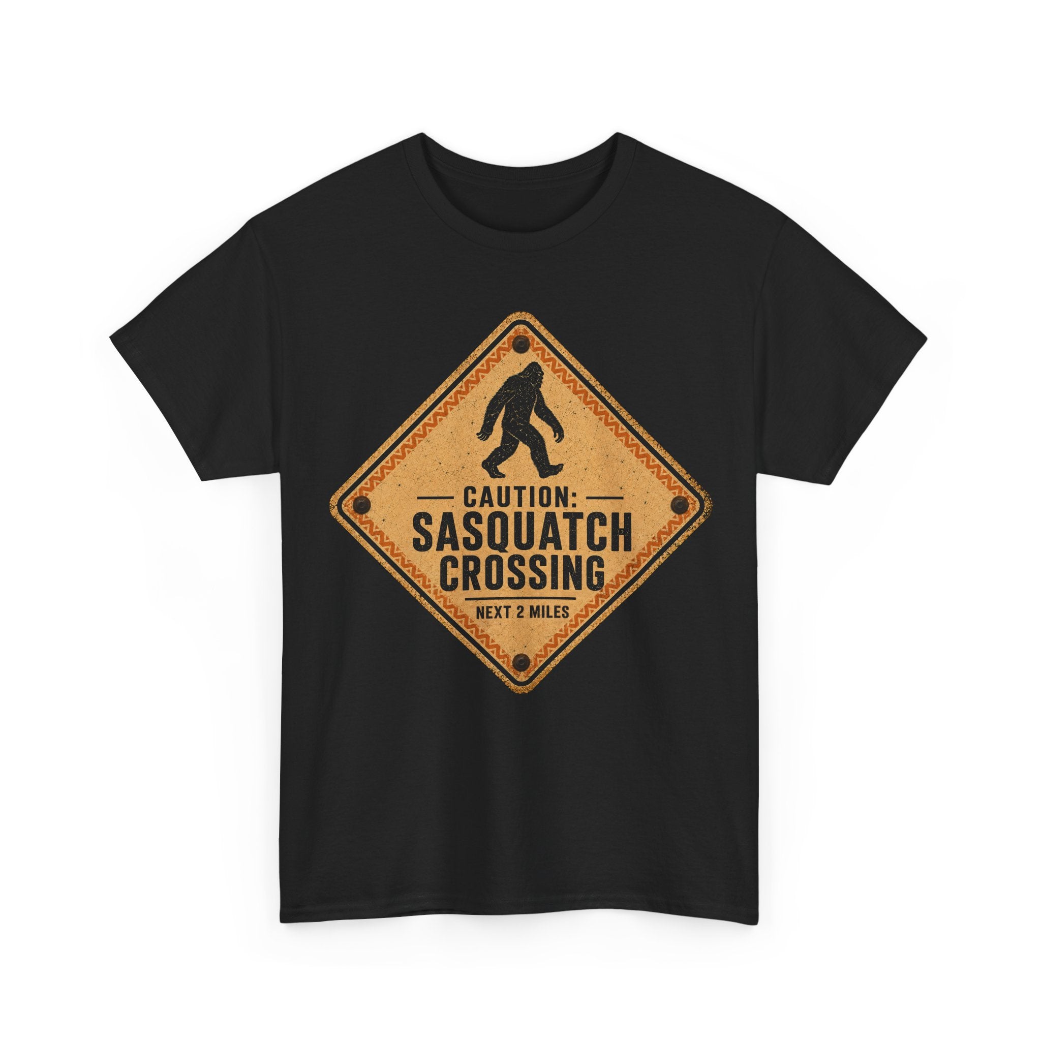 Sasquatch Crossing T-Shirt – Funny Retro Road Sign Bigfoot Graphic Tee