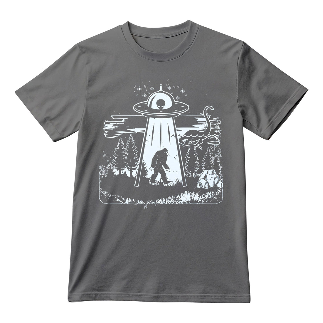 Funny Bigfoot Cryptid Shirt, Sasquatch Yeti UFO Alien Graphic Tee, Weird Paranormal Unisex T-Shirt