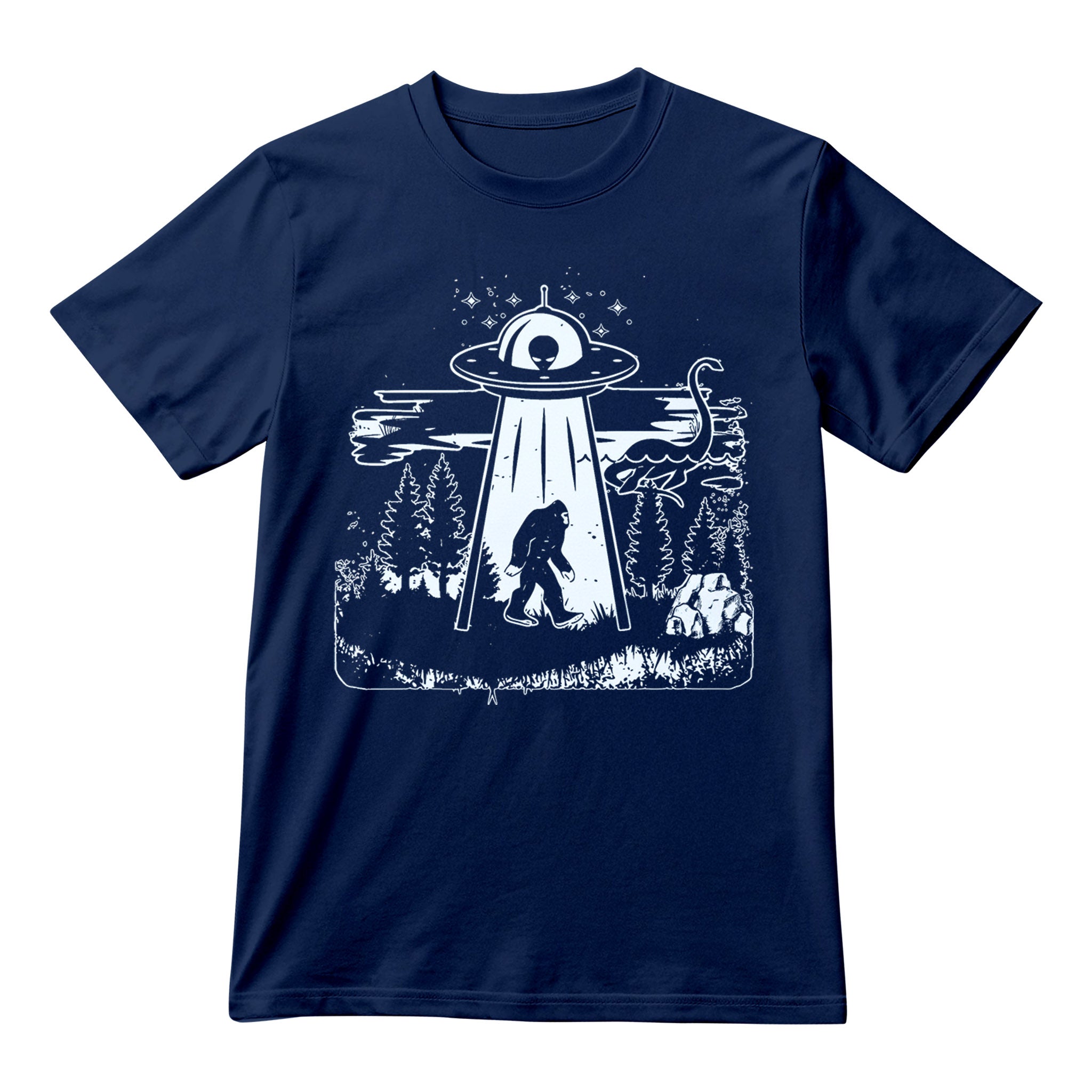 Funny Bigfoot Cryptid Shirt, Sasquatch Yeti UFO Alien Graphic Tee, Weird Paranormal Unisex T-Shirt