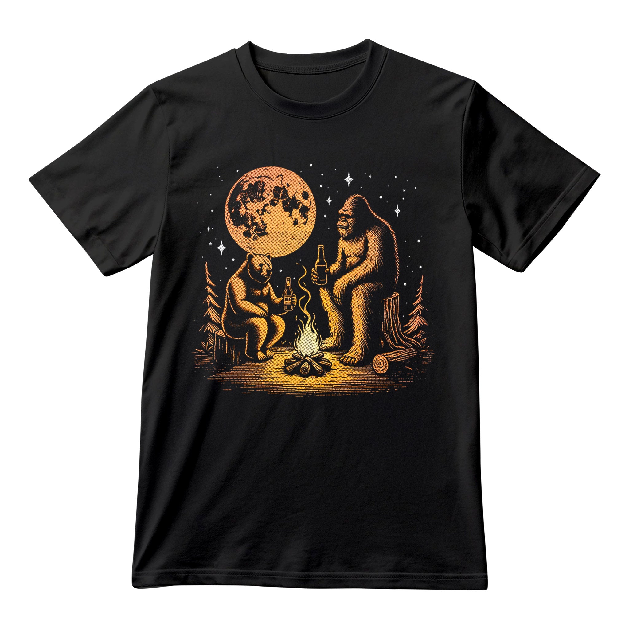 Bear and Bigfoot Drinking Beer Shirt, Funny 90s Vintage Graphic Tee, Retro Distressed Unisex T-Shirt