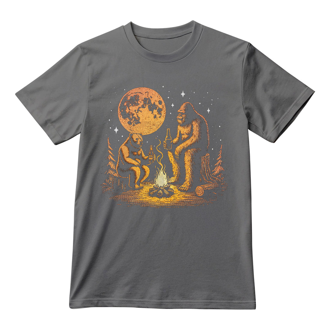Bear and Bigfoot Drinking Beer Shirt, Funny 90s Vintage Graphic Tee, Retro Distressed Unisex T-Shirt