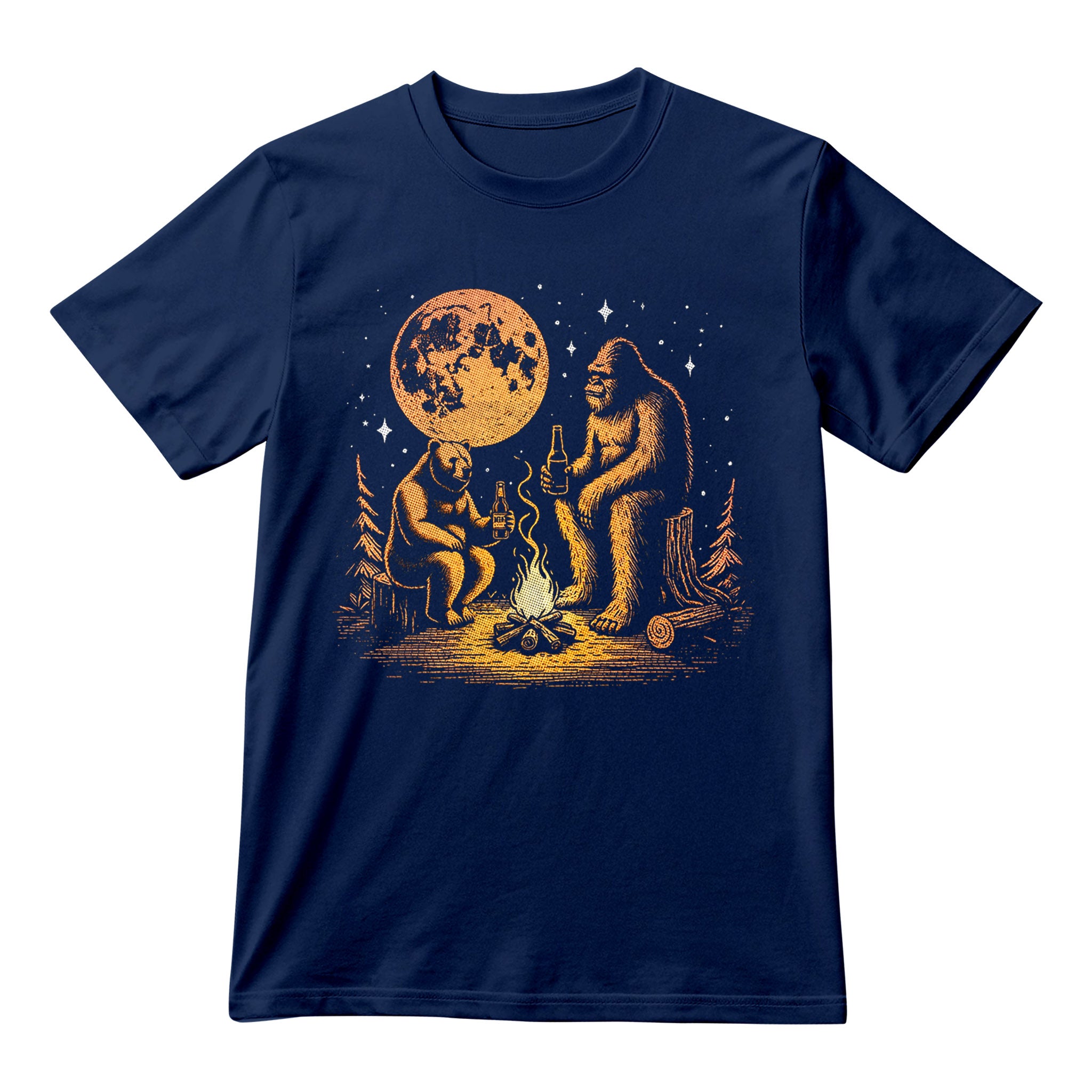 Bear and Bigfoot Drinking Beer Shirt, Funny 90s Vintage Graphic Tee, Retro Distressed Unisex T-Shirt