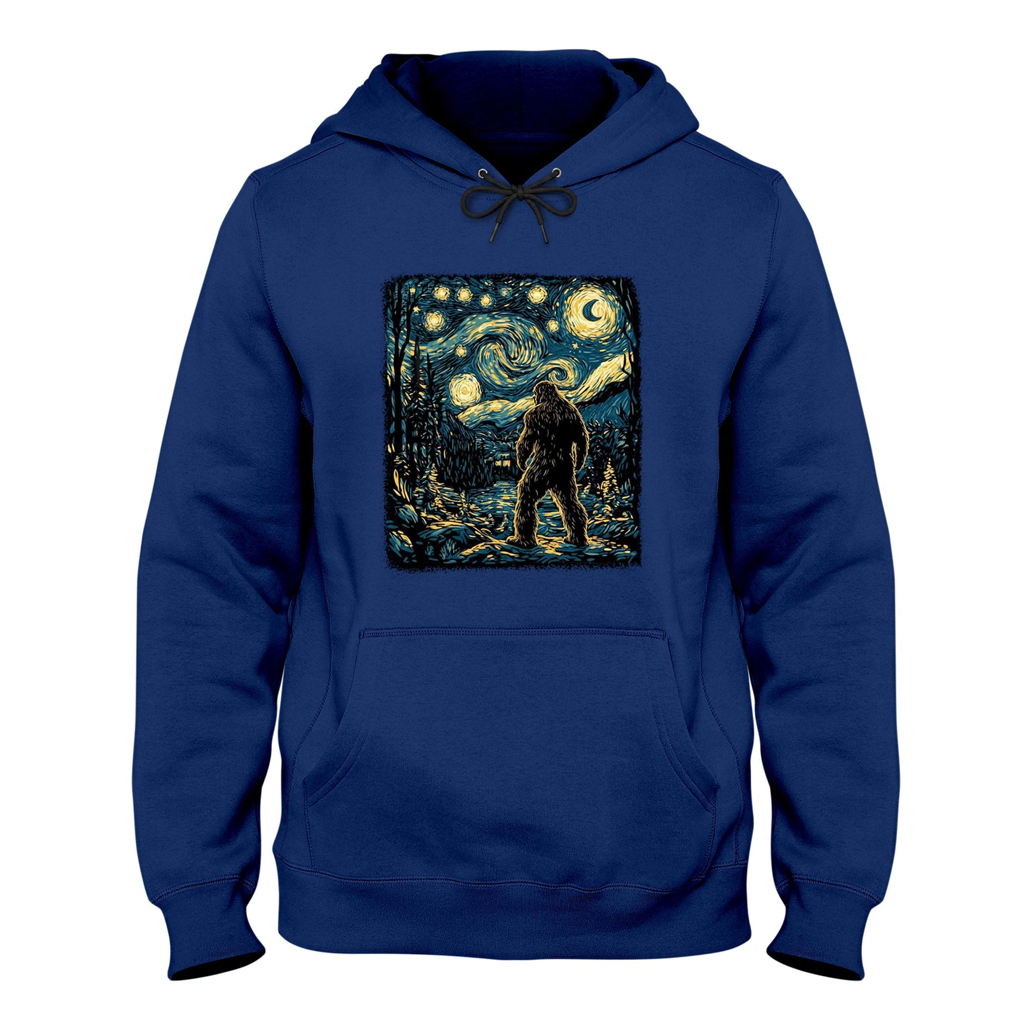 Bigfoot Starry Night Hoodie, Van Gogh Inspired Sasquatch Graphic, Unisex Hoodie, Nature Lover Gift