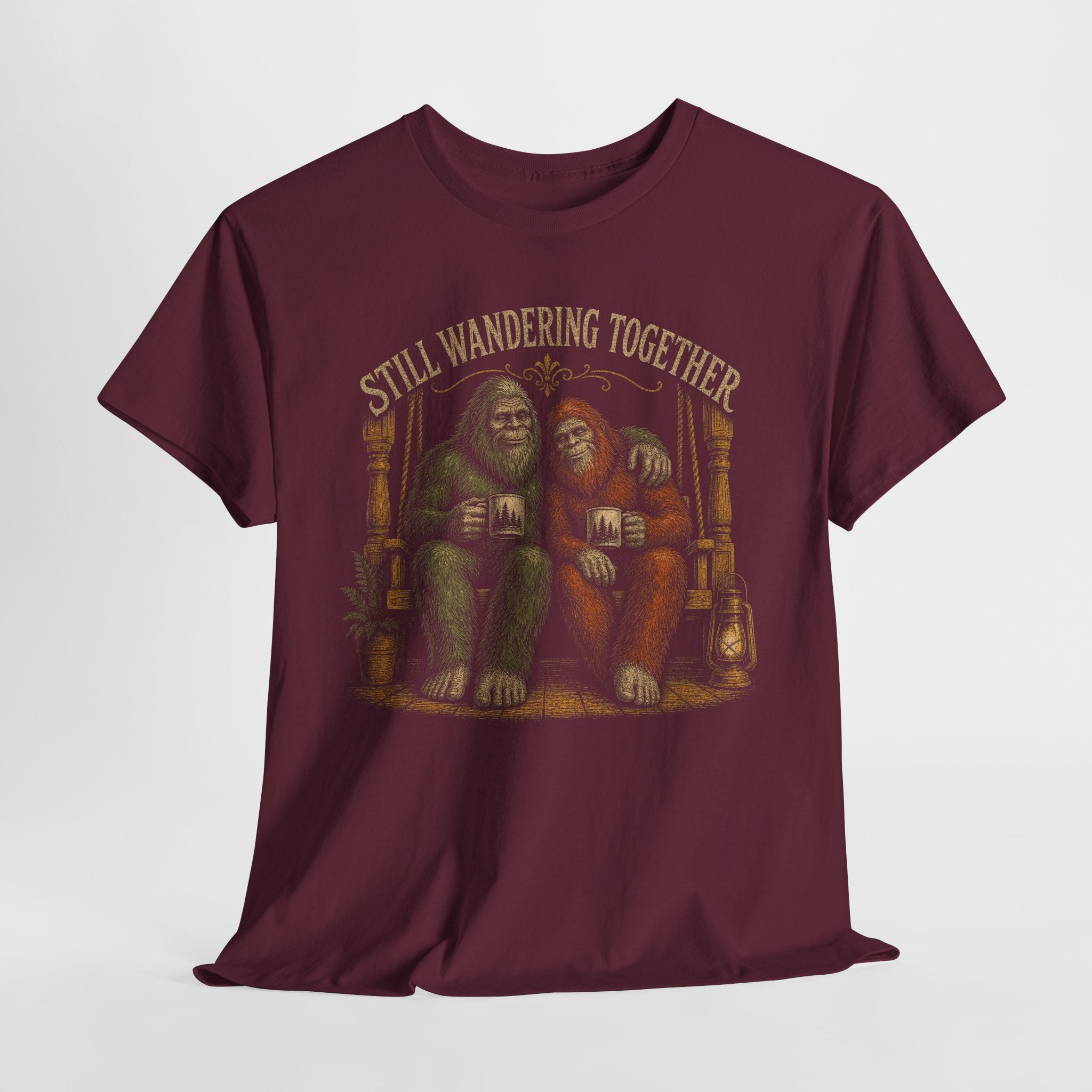 Bigfoot Couple Anniversary T-Shirt – Still Wandering Together Vintage Tee