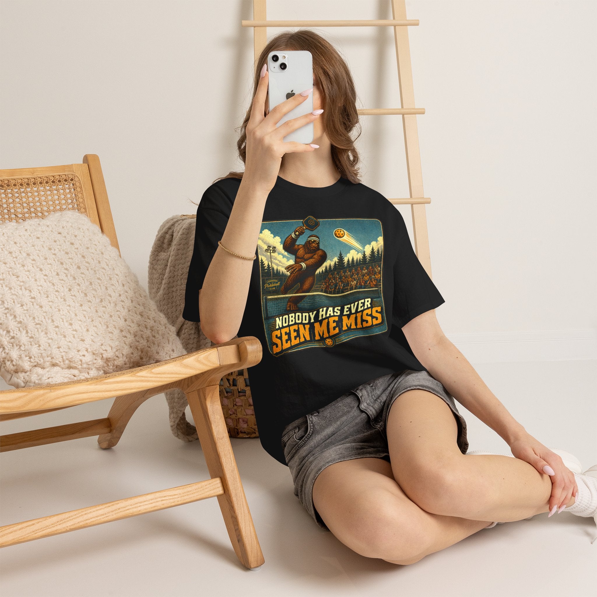 Nobody Has Ever Seen Me Miss Bigfoot Pickleball T-Shirt