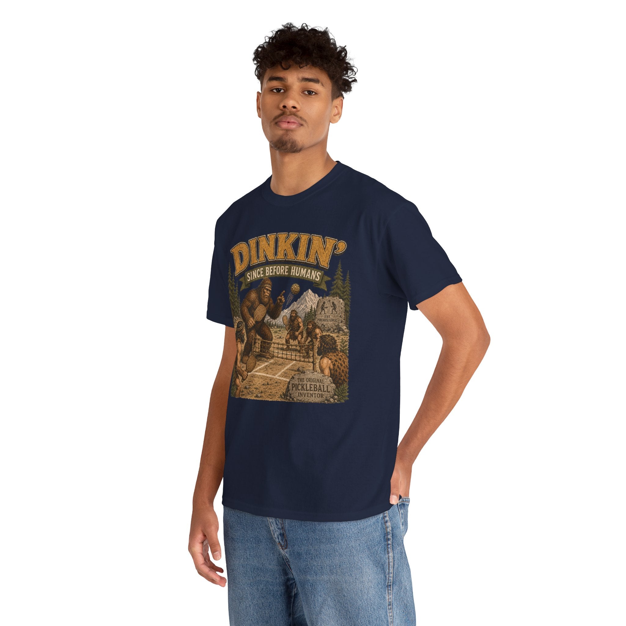 Dinkin' Since Before Humans Bigfoot Pickleball T-Shirt