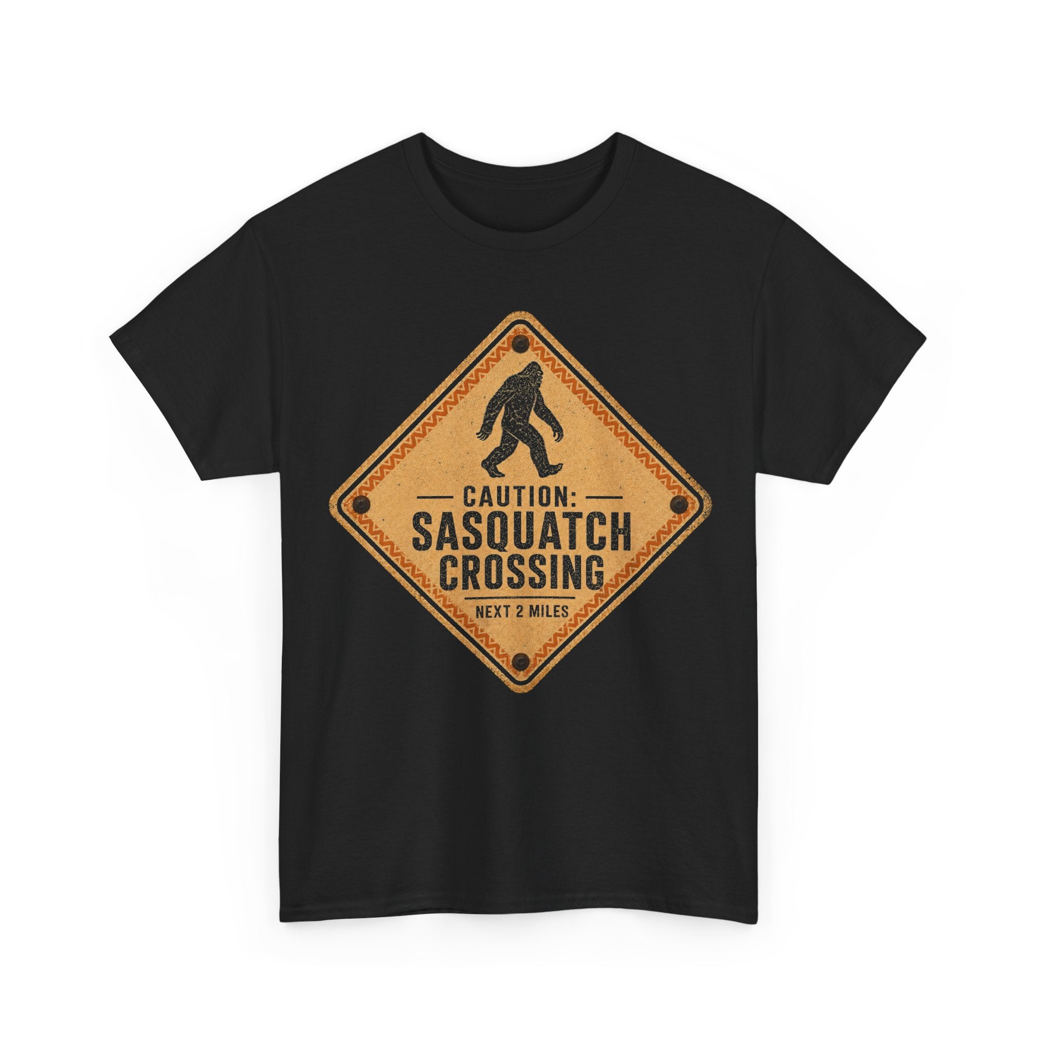 Sasquatch Crossing T-Shirt – Funny Retro Road Sign Bigfoot Graphic Tee