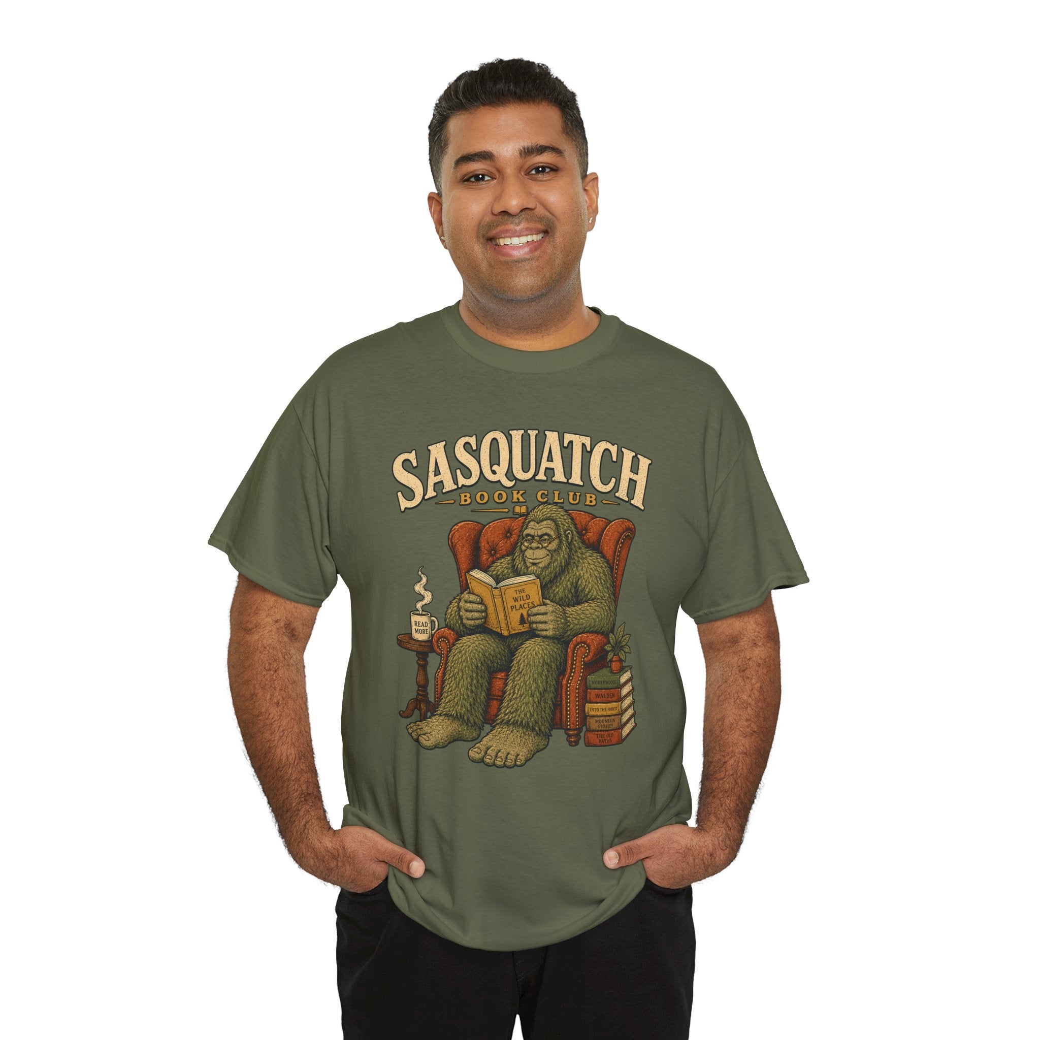 Sasquatch Book Club T-Shirt – Cozy Bigfoot Reading Graphic Tee