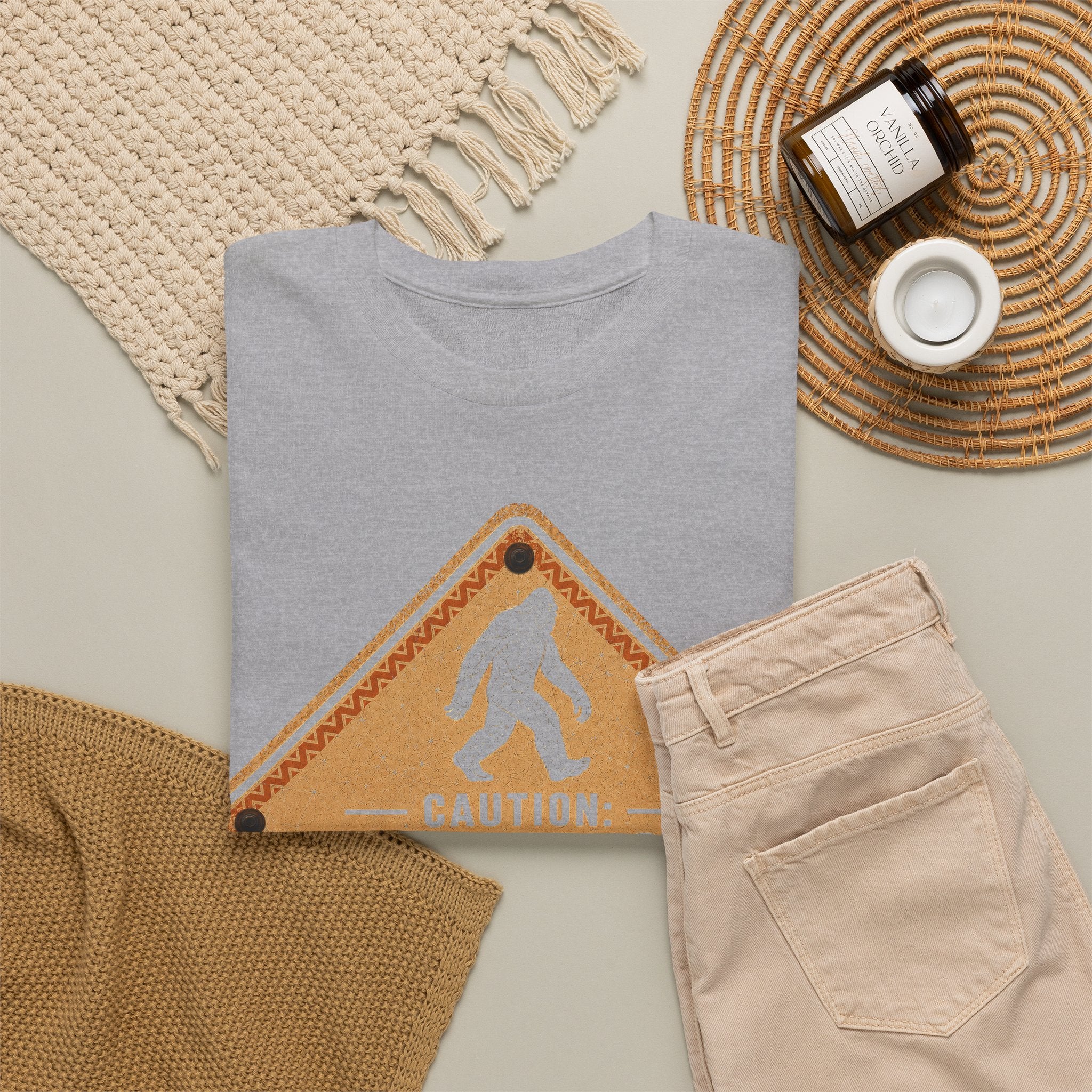 Sasquatch Crossing T-Shirt – Funny Retro Road Sign Bigfoot Graphic Tee