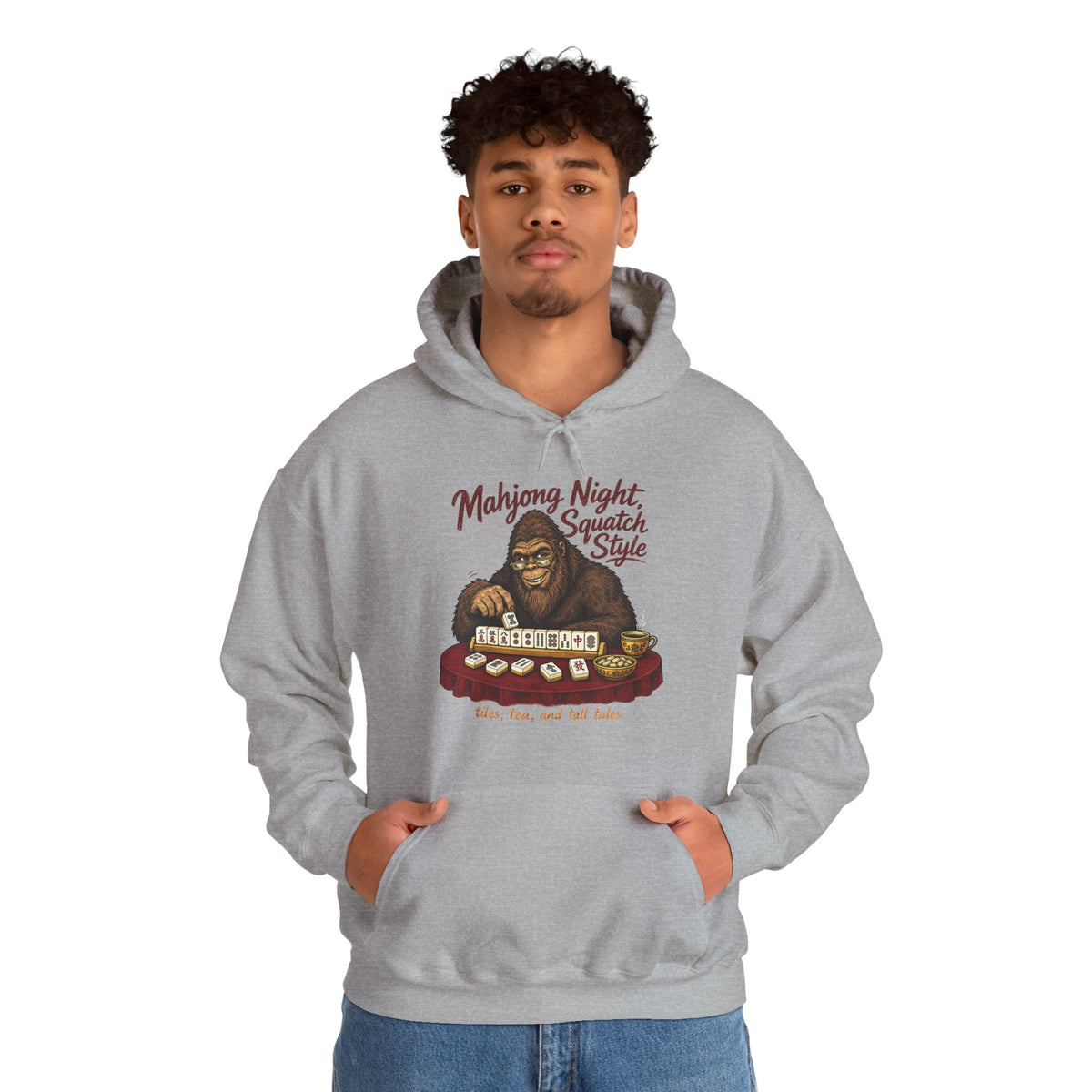 Mahjong Night Sasquatch Hoodie – Vintage Bigfoot Mahjong Pullover