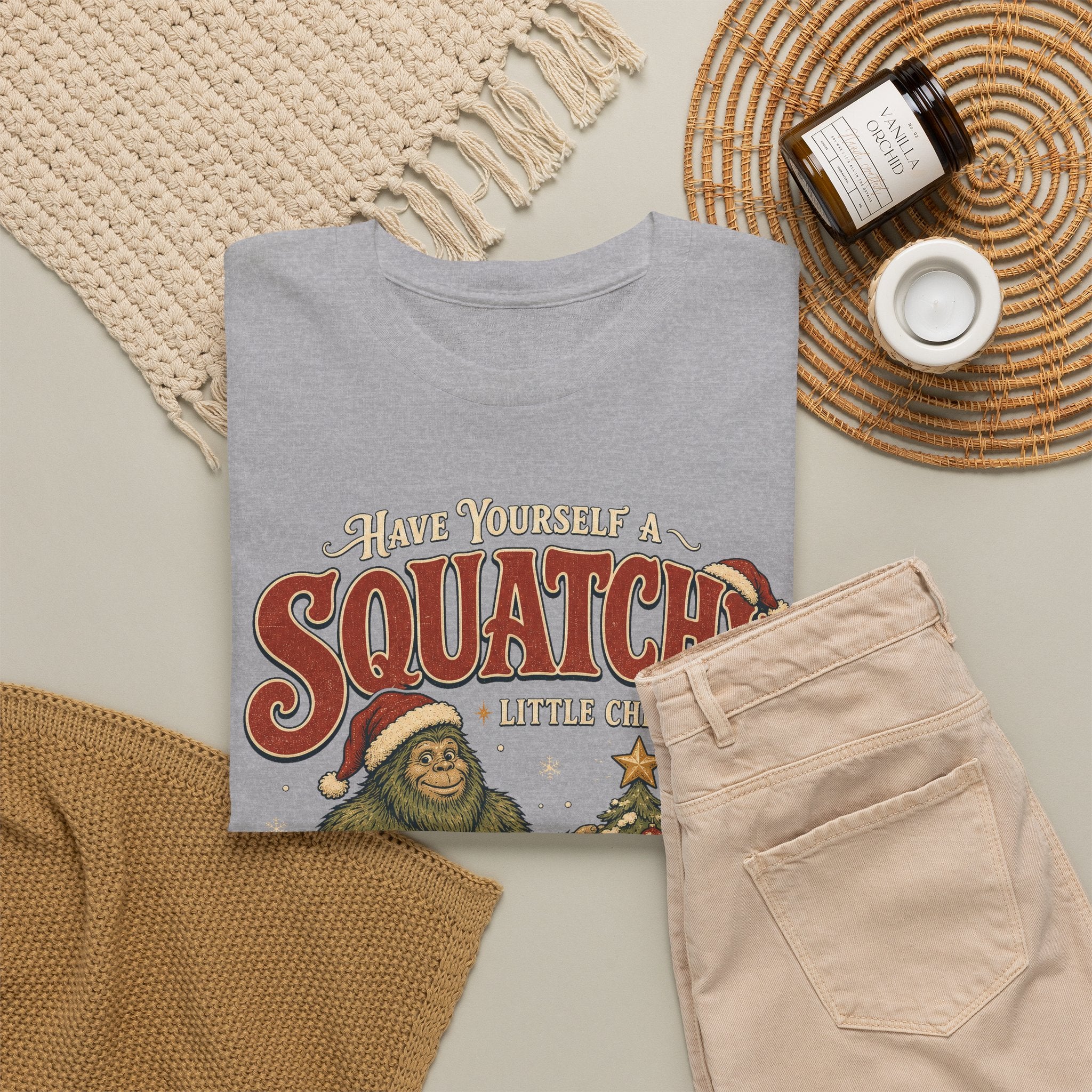 Squatchy Little Christmas T-Shirt – Funny Bigfoot Holiday Graphic Tee