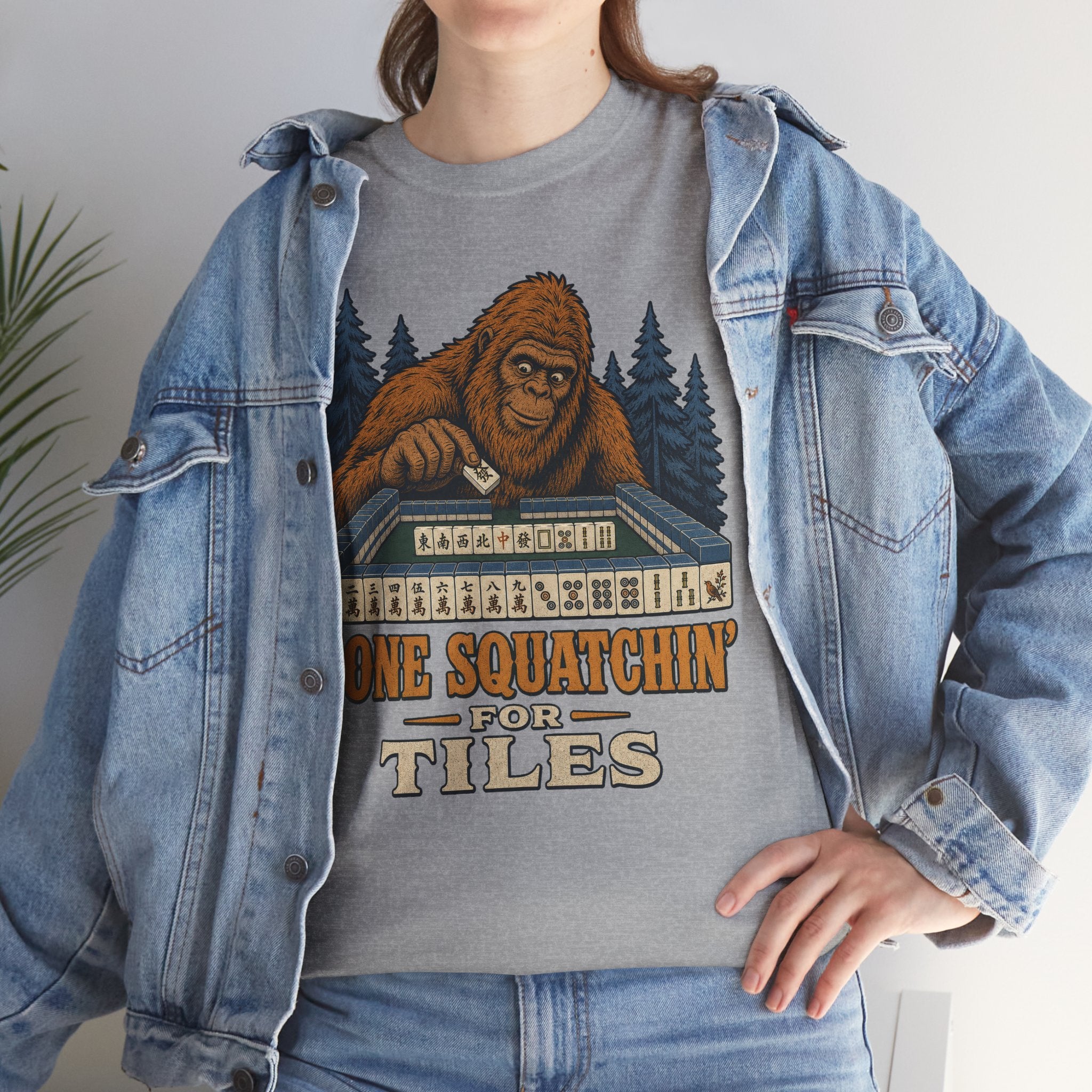 Gone Squatchin' For Tiles - Retro Bigfoot Mahjong T-Shirt