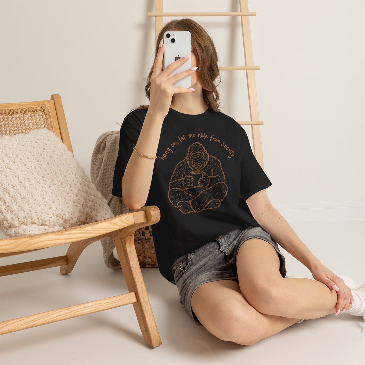 Bigfoot Coffee T-Shirt – Funny Hide From Society Hand-Drawn Graphic Tee