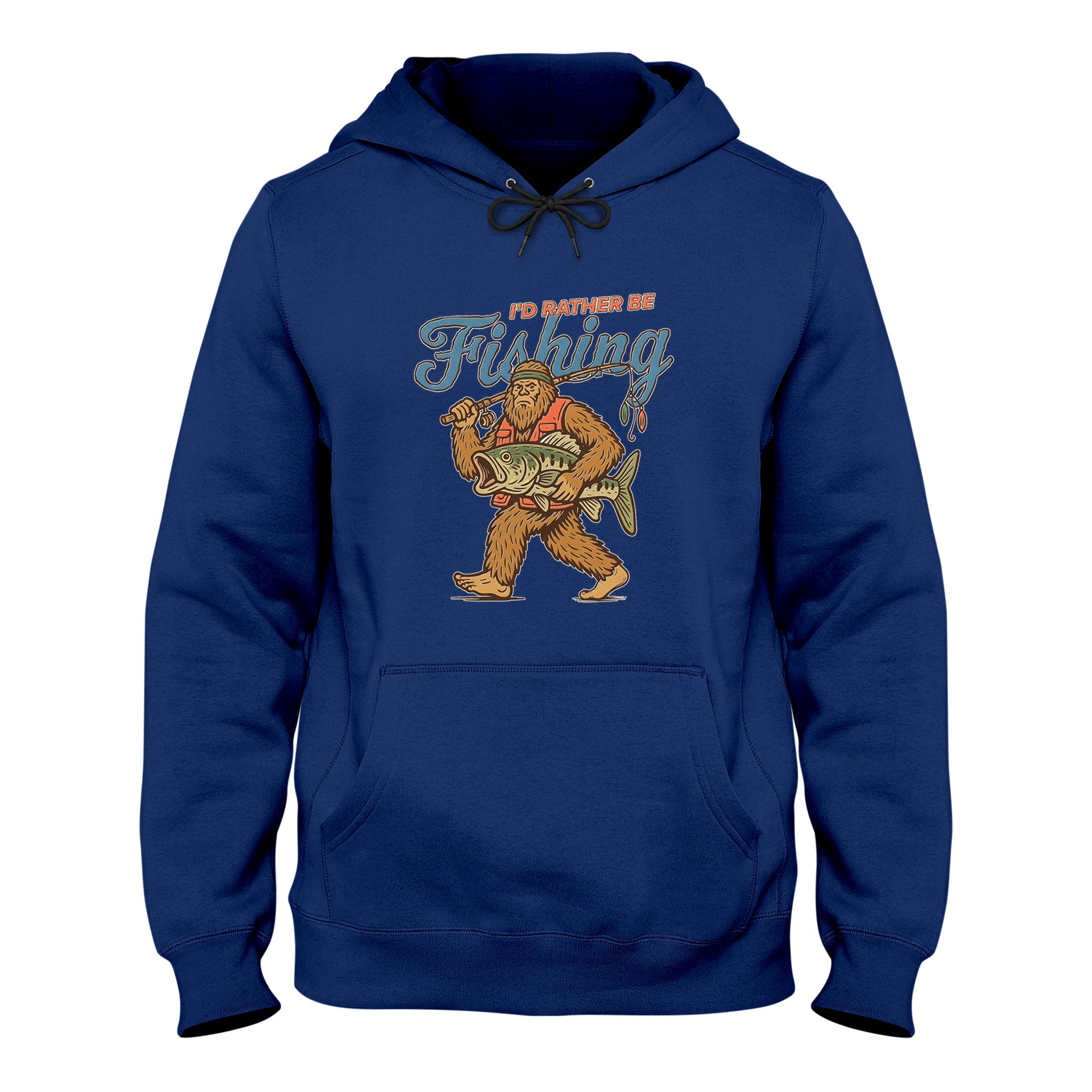 Bigfoot Fishing Hoodie, I'd Rather Be Fishing Sasquatch Graphic, Unisex Hoodie, Gift for Fisherman