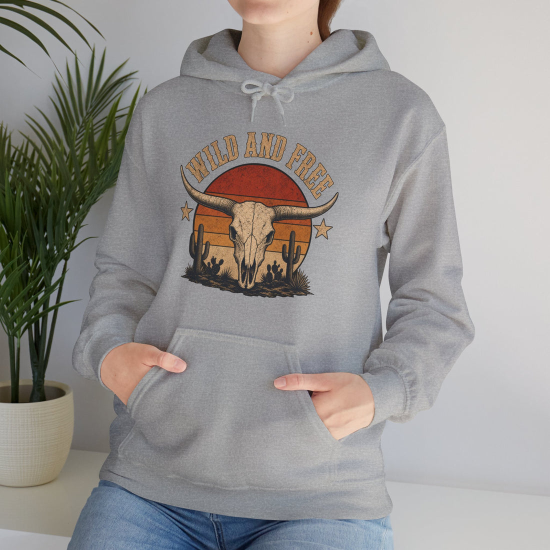 Cowboy Skull Sunset Badge T-Shirt, Vintage Western Longhorn Retro Emblem Graphic Tee, Distressed Southwestern Desert Shirt