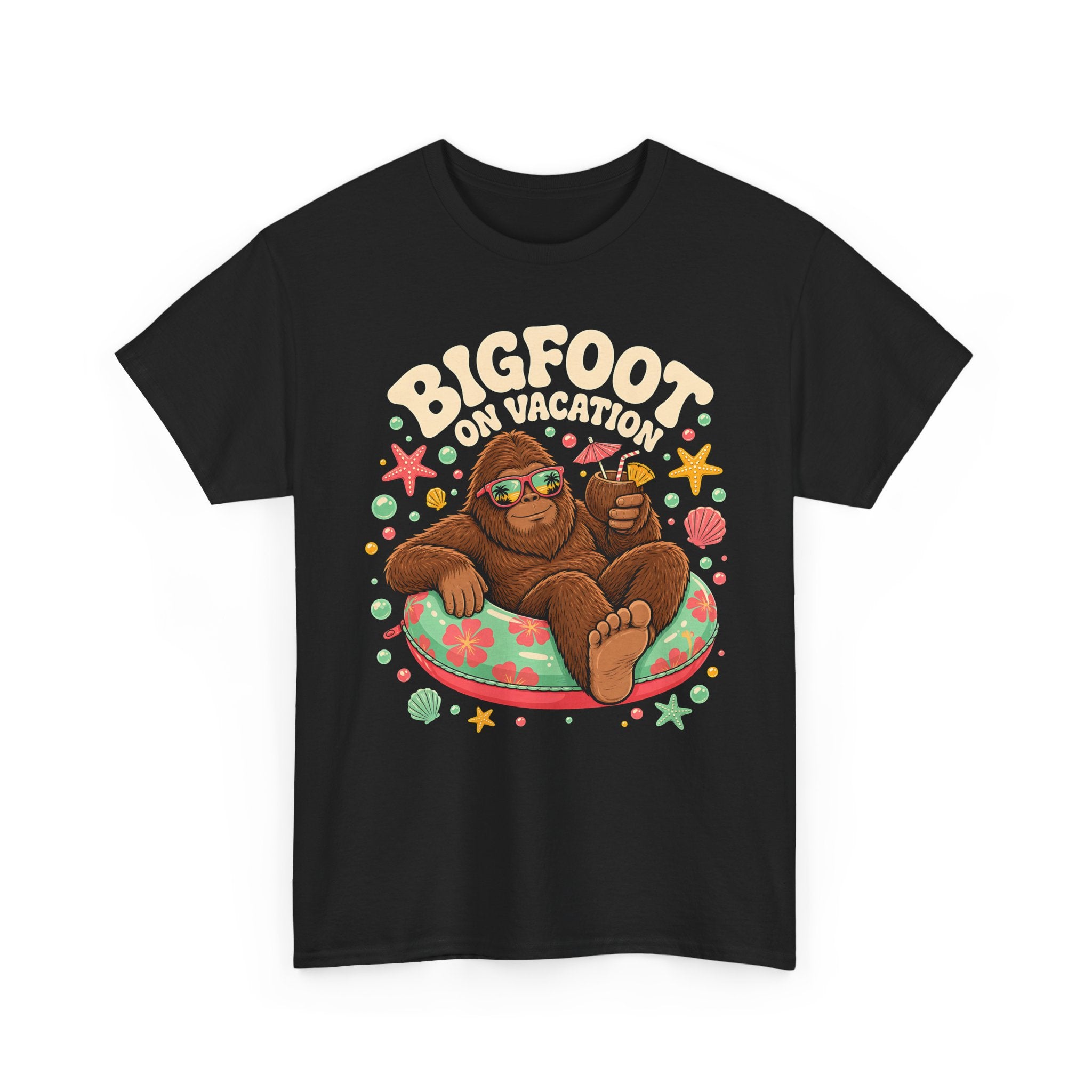 Bigfoot On Vacation T-Shirt – Fun Colorful Beach Graphic Tee