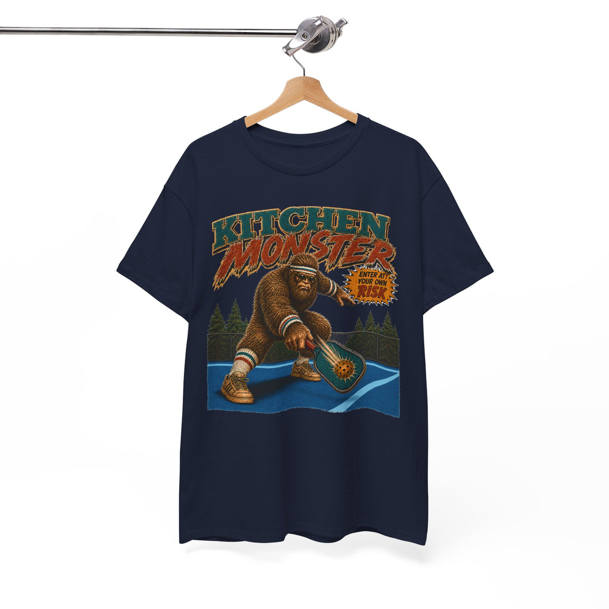 Bigfoot Kitchen Monster Funny Pickleball T-Shirt