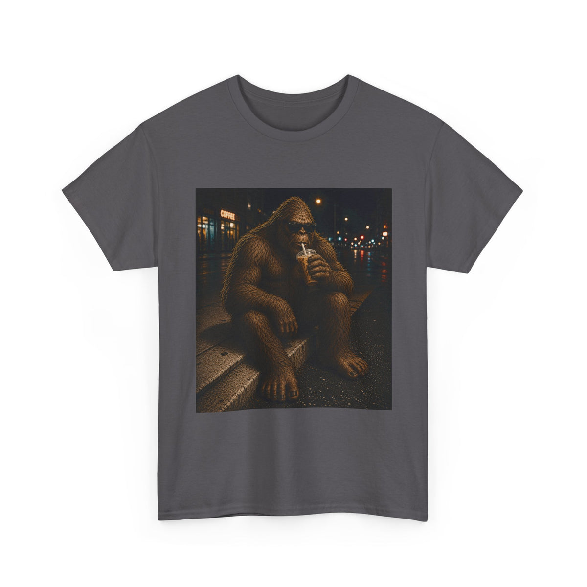 Bigfoot Coffee T-Shirt – Cool Sasquatch Drinking Coffee Vintage Tee