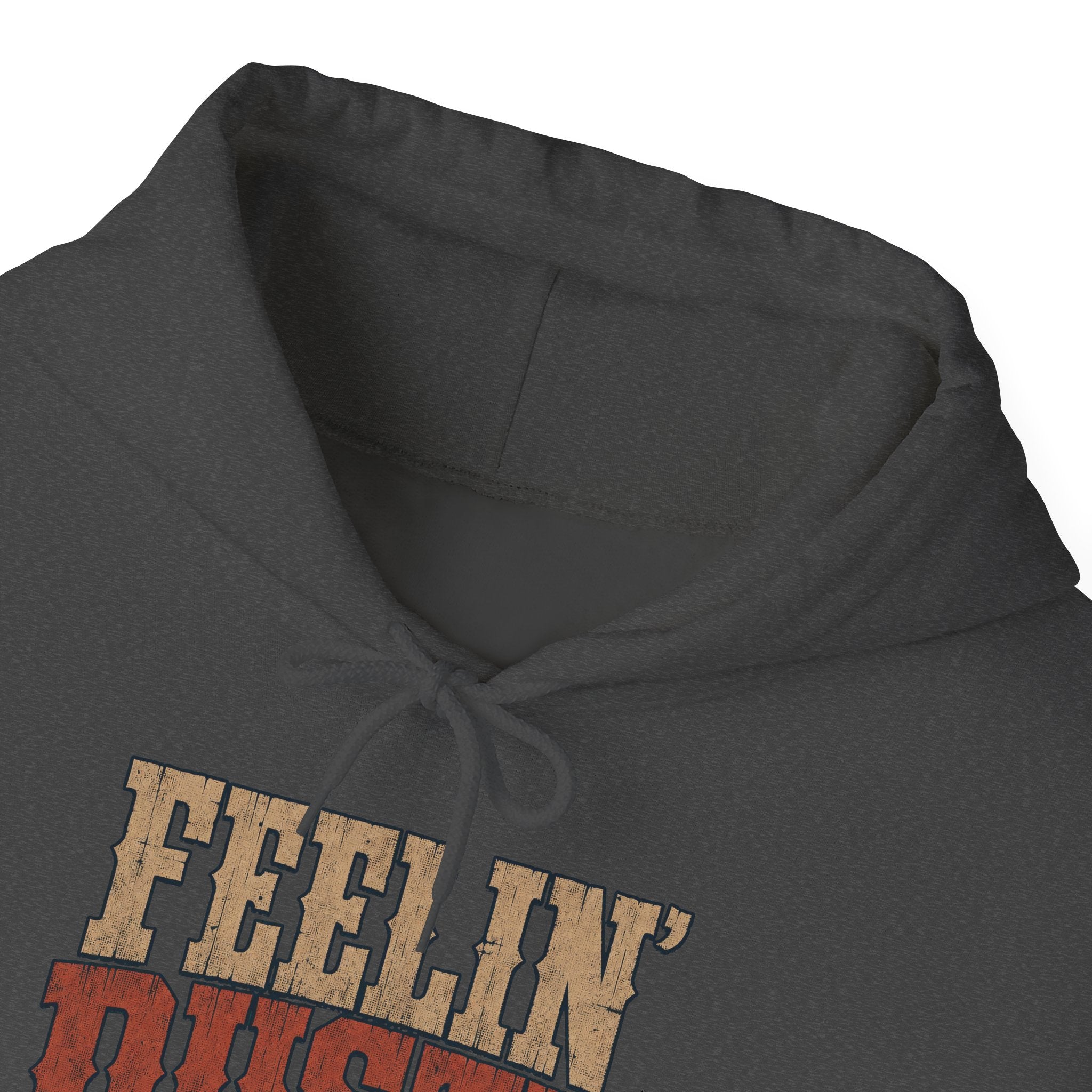 Feelin Dusty Rattlesnake Hoodie, Bold Western Grunge Typography Pullover Sweatshirt, Unisex Fleece Hoodie