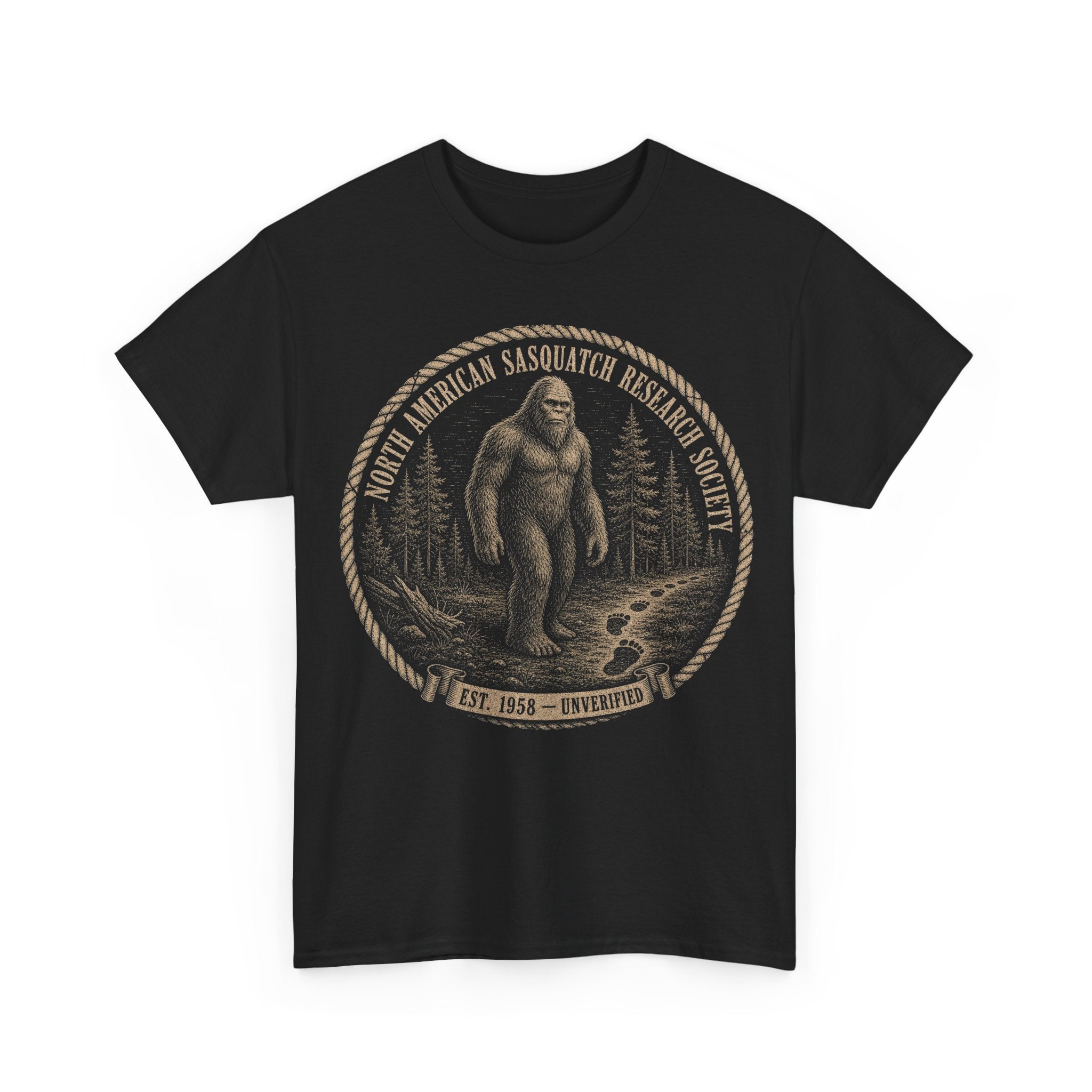 Sasquatch Research Society T-Shirt – Vintage Scientific Bigfoot Badge Tee