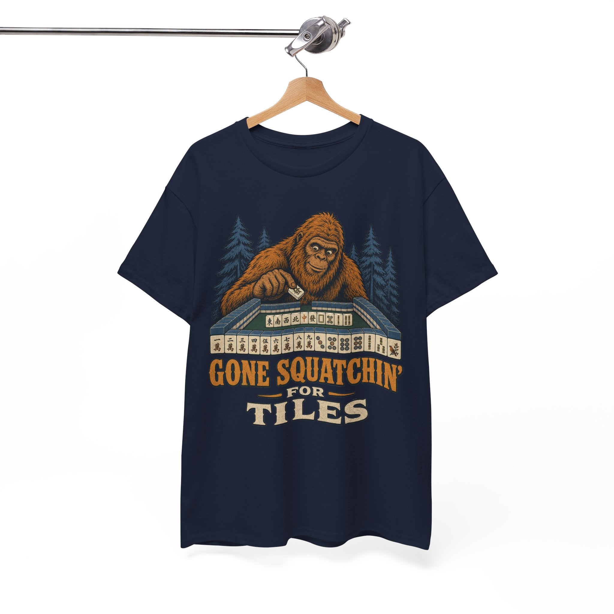 Gone Squatchin' For Tiles - Retro Bigfoot Mahjong T-Shirt