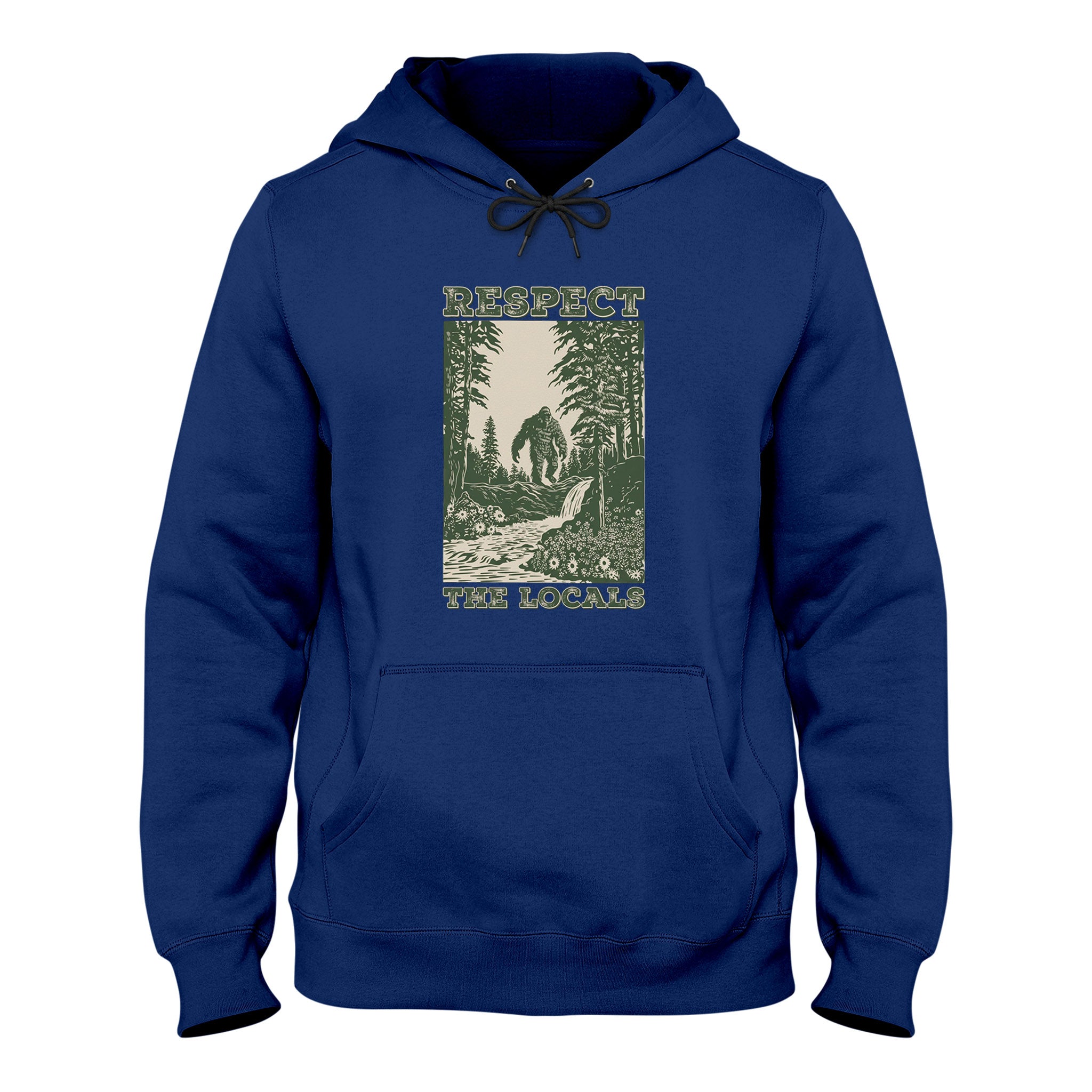 Funny Bigfoot Hoodie, Respect The Locals Retro Vintage Graphic, Unisex Hoodie for Men Women, Camping Gift