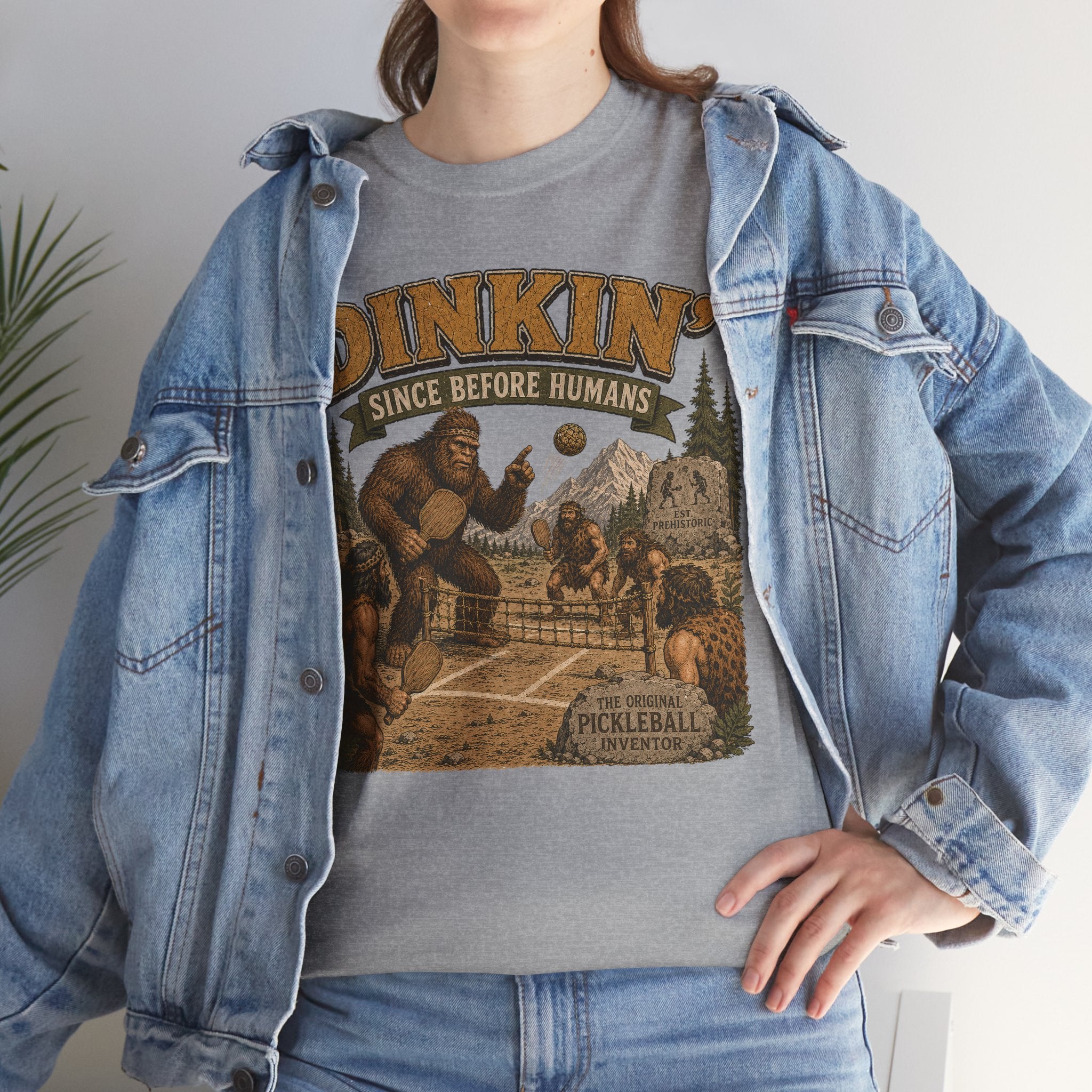 Dinkin' Since Before Humans Bigfoot Pickleball T-Shirt