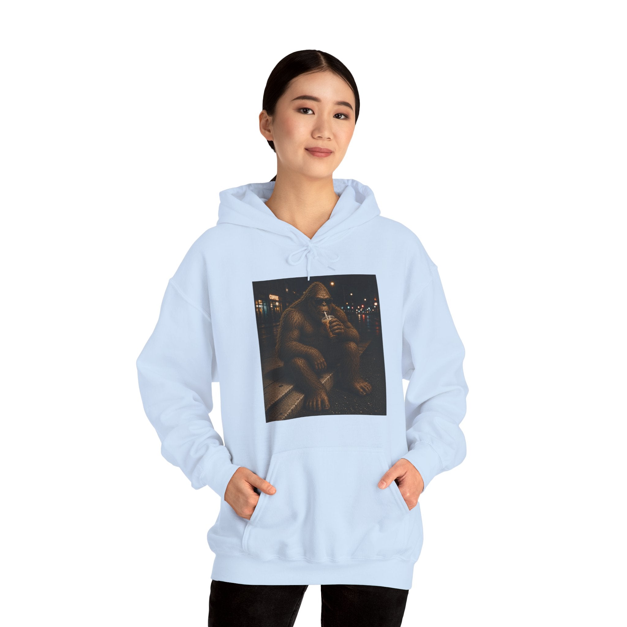 Bigfoot Coffee Hoodie – Cool Sasquatch Drinking Coffee Vintage