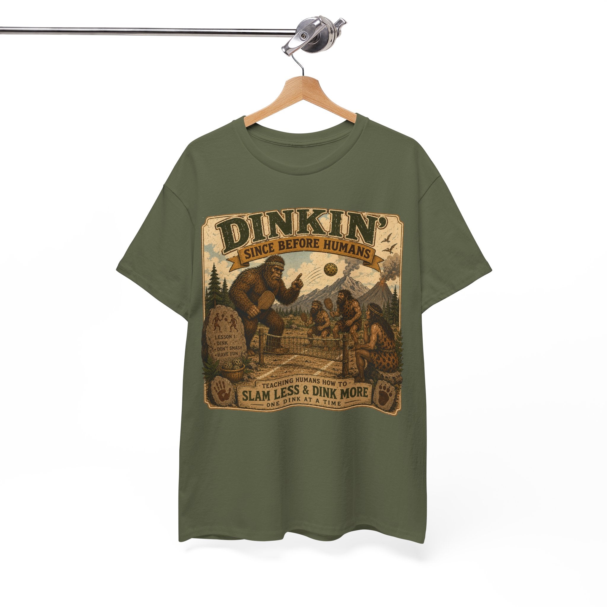 Dinkin' Since Before Humans Bigfoot Pickleball T-Shirt
