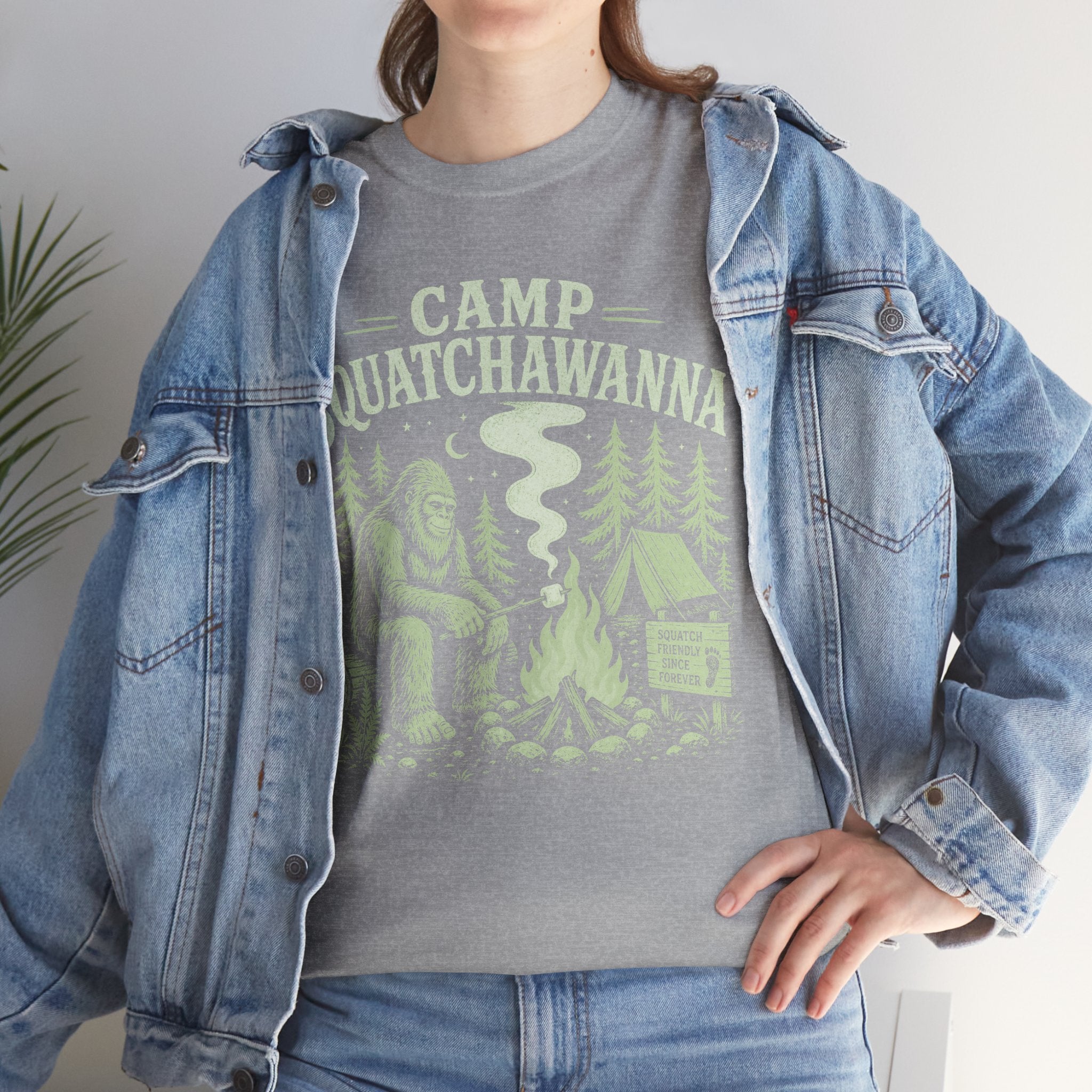 Funny Camp Squatchawanna T-Shirt – Bigfoot Campfire Graphic Tee