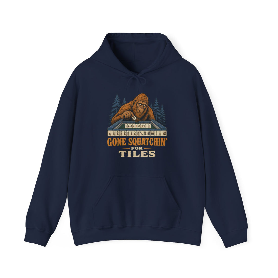 Gone Squatchin' For Tiles - Retro Bigfoot Mahjong Hoodie