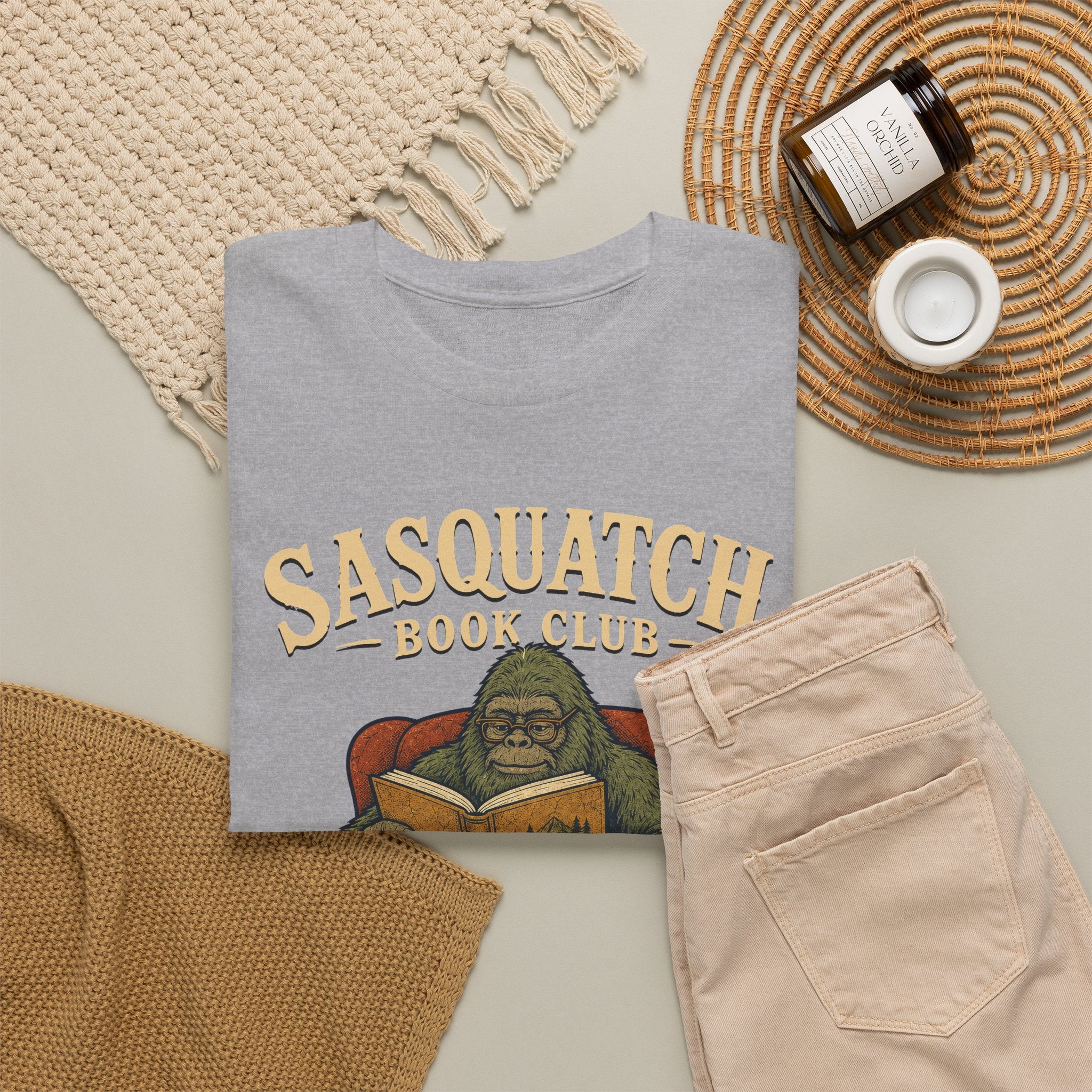 Sasquatch Book Club T-Shirt – Cozy Bigfoot Reading Graphic Tee