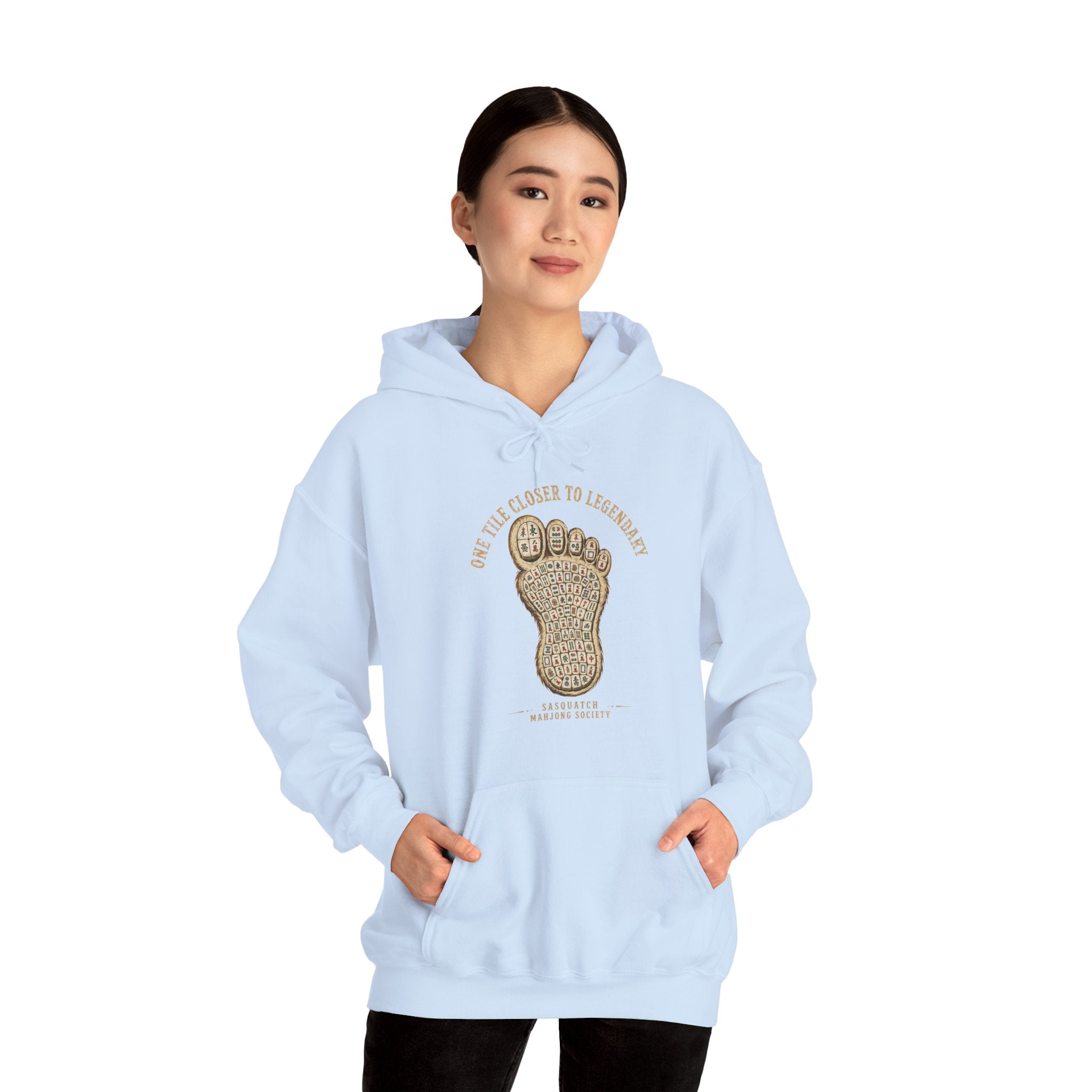 Squatch Footprint Tile - Vintage Bigfoot Mahjong Hoodie