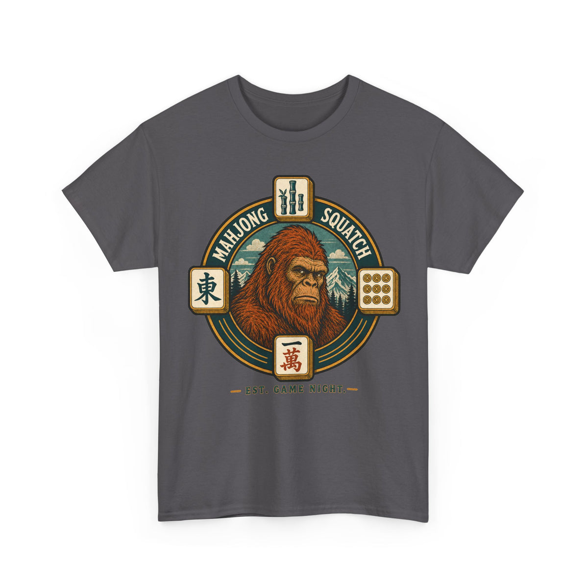Bamboo, Dots & Squatch - Bigfoot Mahjong T-Shirt