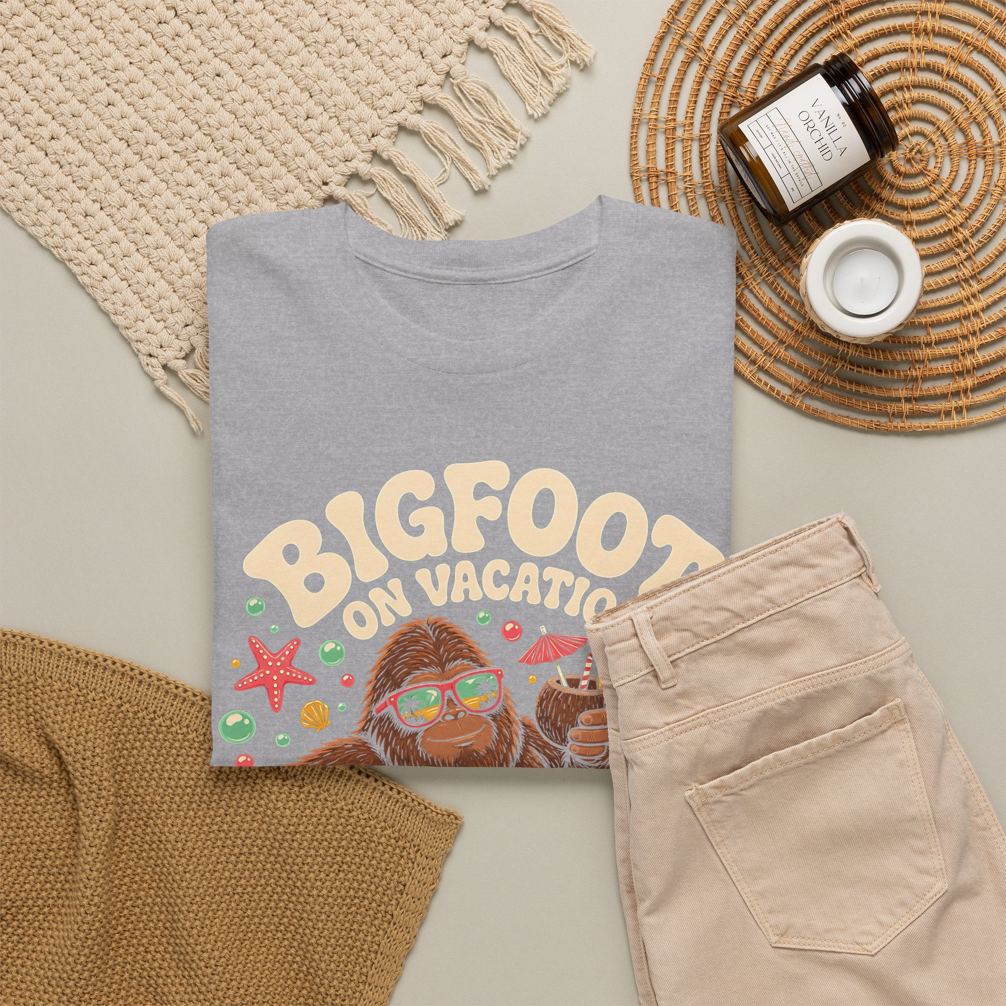Bigfoot On Vacation T-Shirt – Fun Colorful Beach Graphic Tee