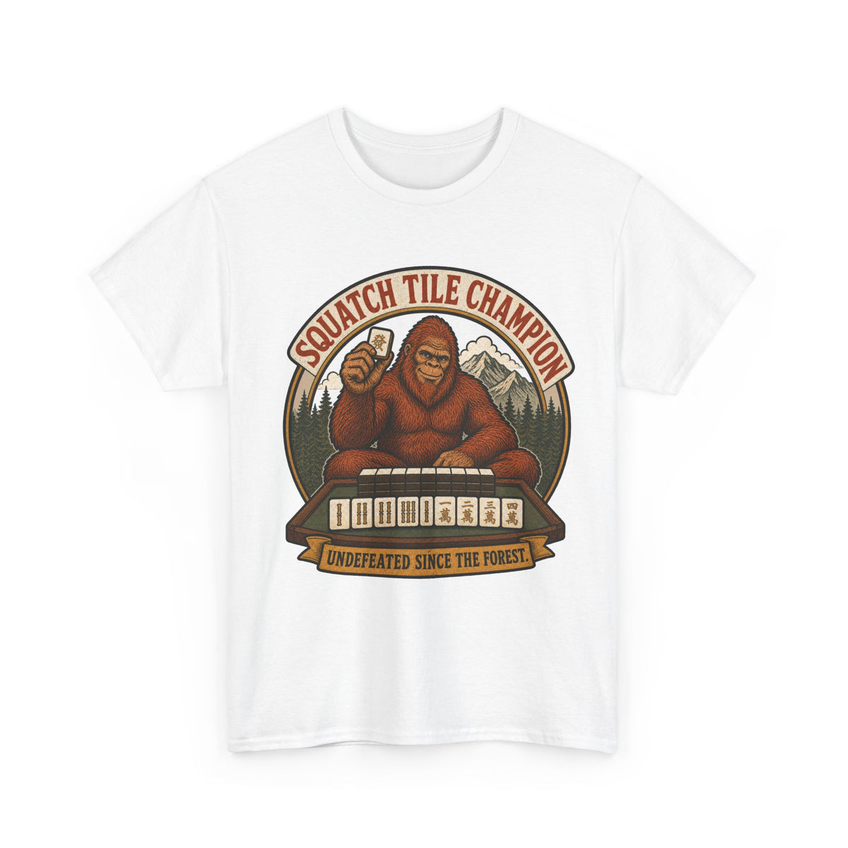 Squatch Tile Champion - Funny Bigfoot Mahjong T-Shirt