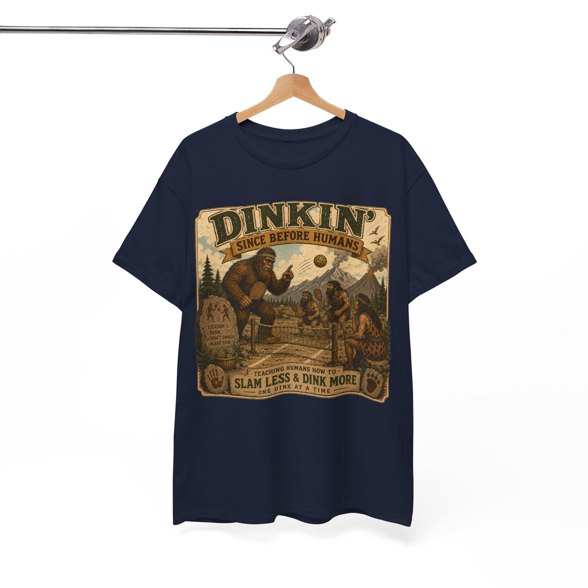 Dinkin' Since Before Humans Bigfoot Pickleball T-Shirt