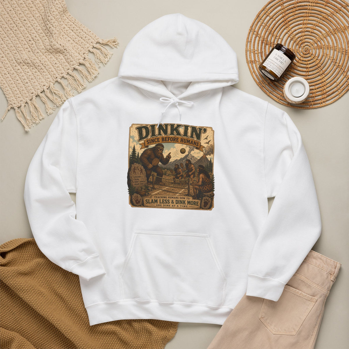 Dinkin' Since Before Humans Bigfoot Pickleball Hoodie