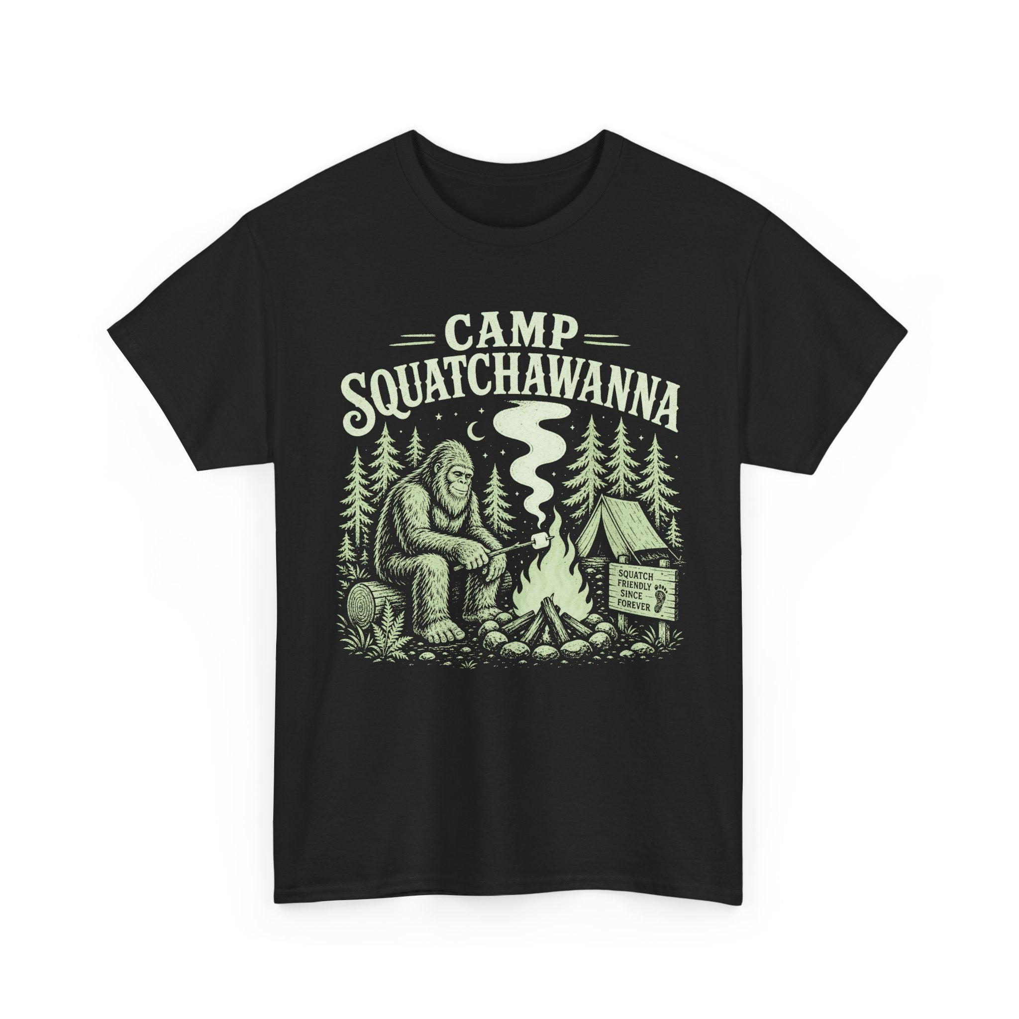 Funny Camp Squatchawanna T-Shirt – Bigfoot Campfire Graphic Tee