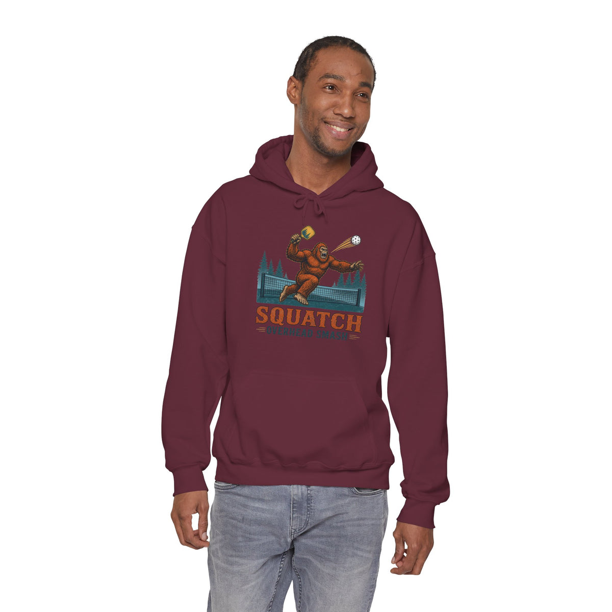 Squatch Overhead Smash Bigfoot Pickleball Hoodie