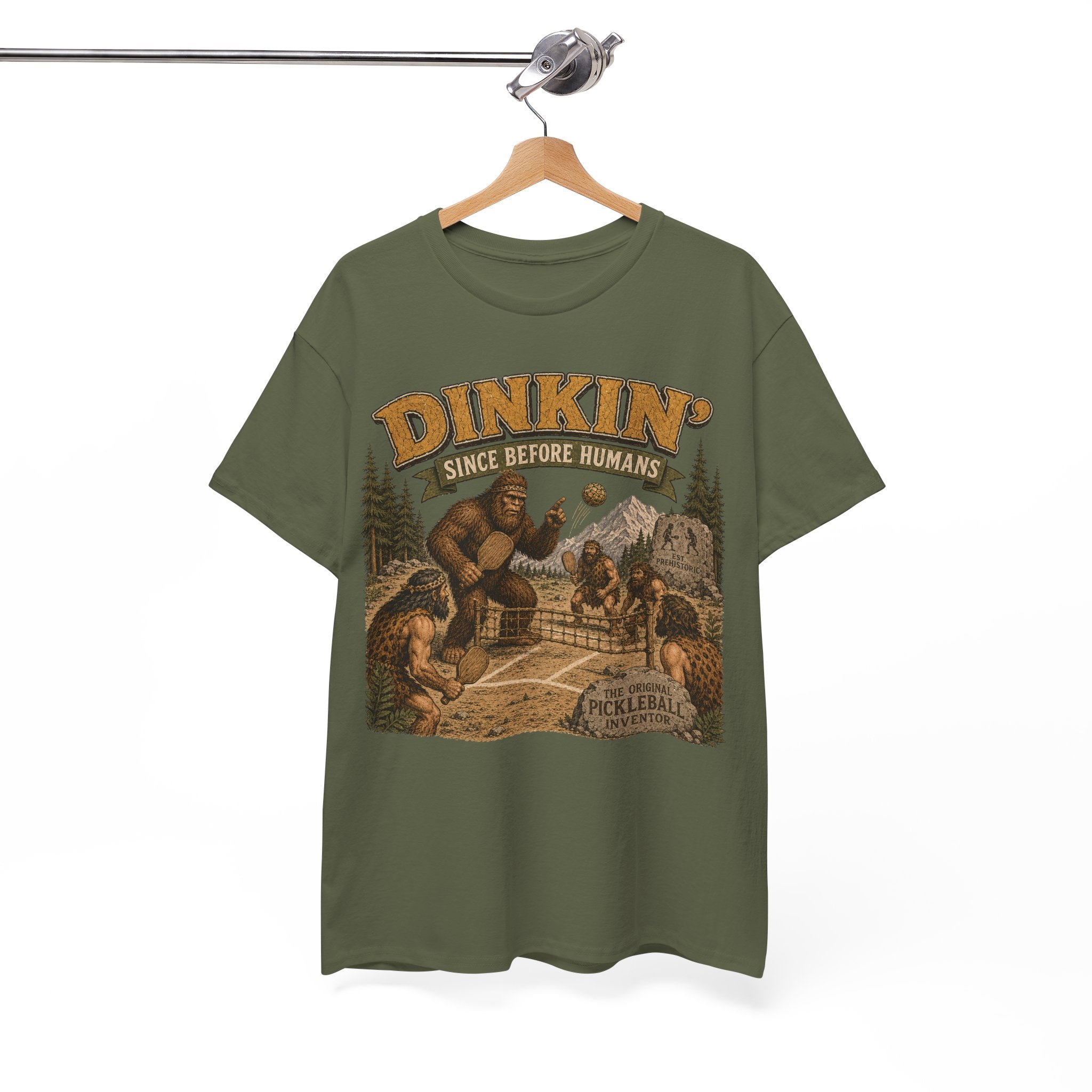 Dinkin' Since Before Humans Bigfoot Pickleball T-Shirt